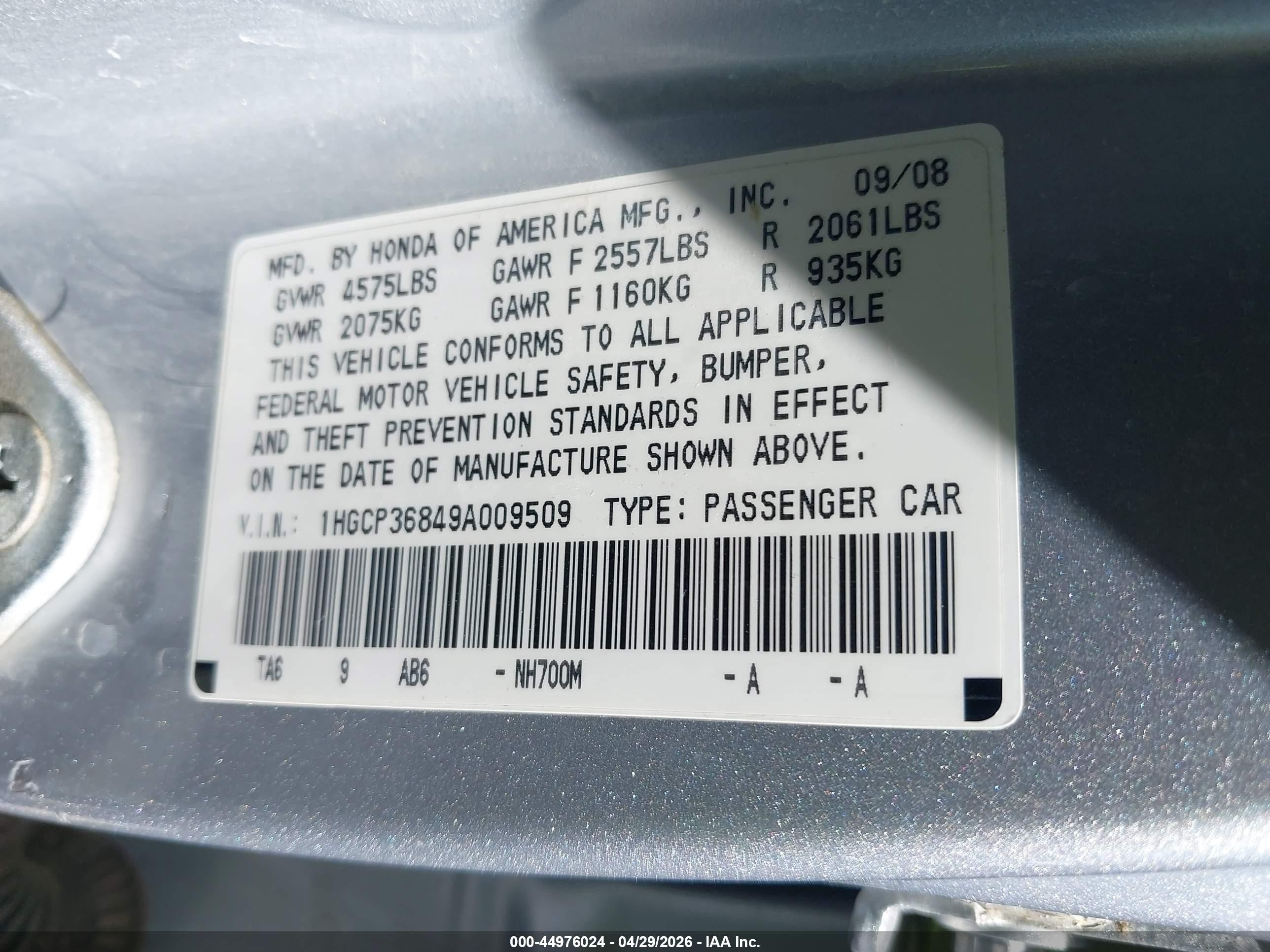2009 Honda Accord 3.5 Ex-l Silver vin: 1HGCP36849A009509