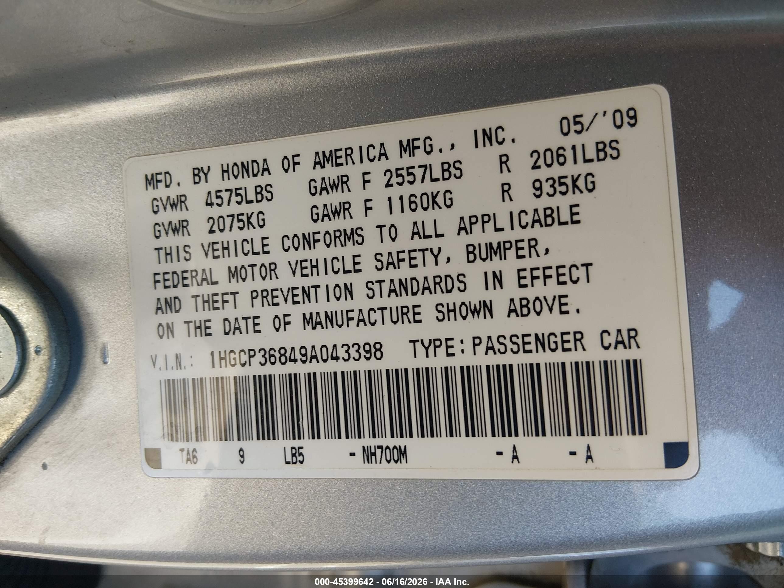 2009 Honda Accord 3.5 Ex-l Silver vin: 1HGCP36849A043398