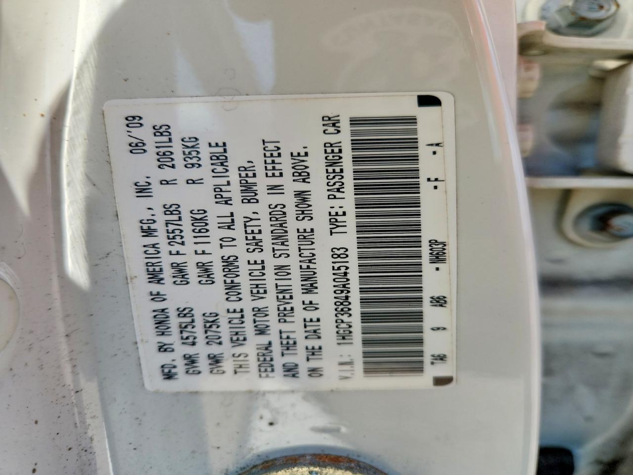 2009 Honda Accord Exl White vin: 1HGCP36849A045183