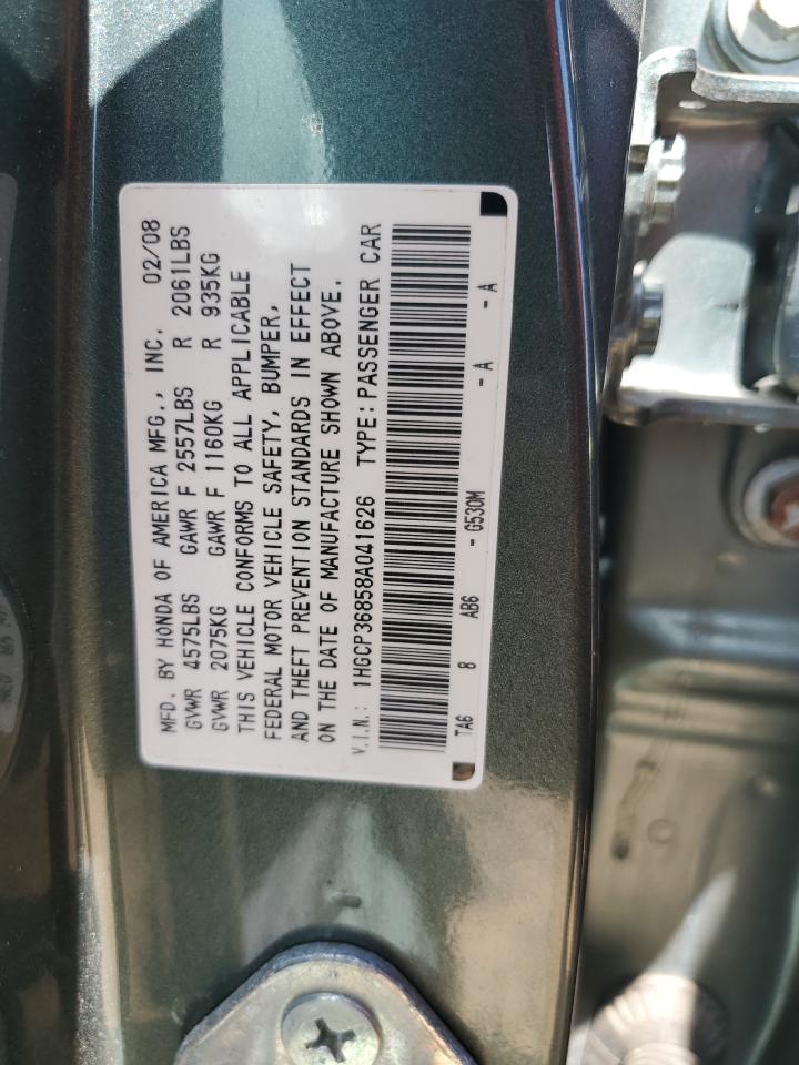 2008 Honda Accord Exl Green vin: 1HGCP36858A041626