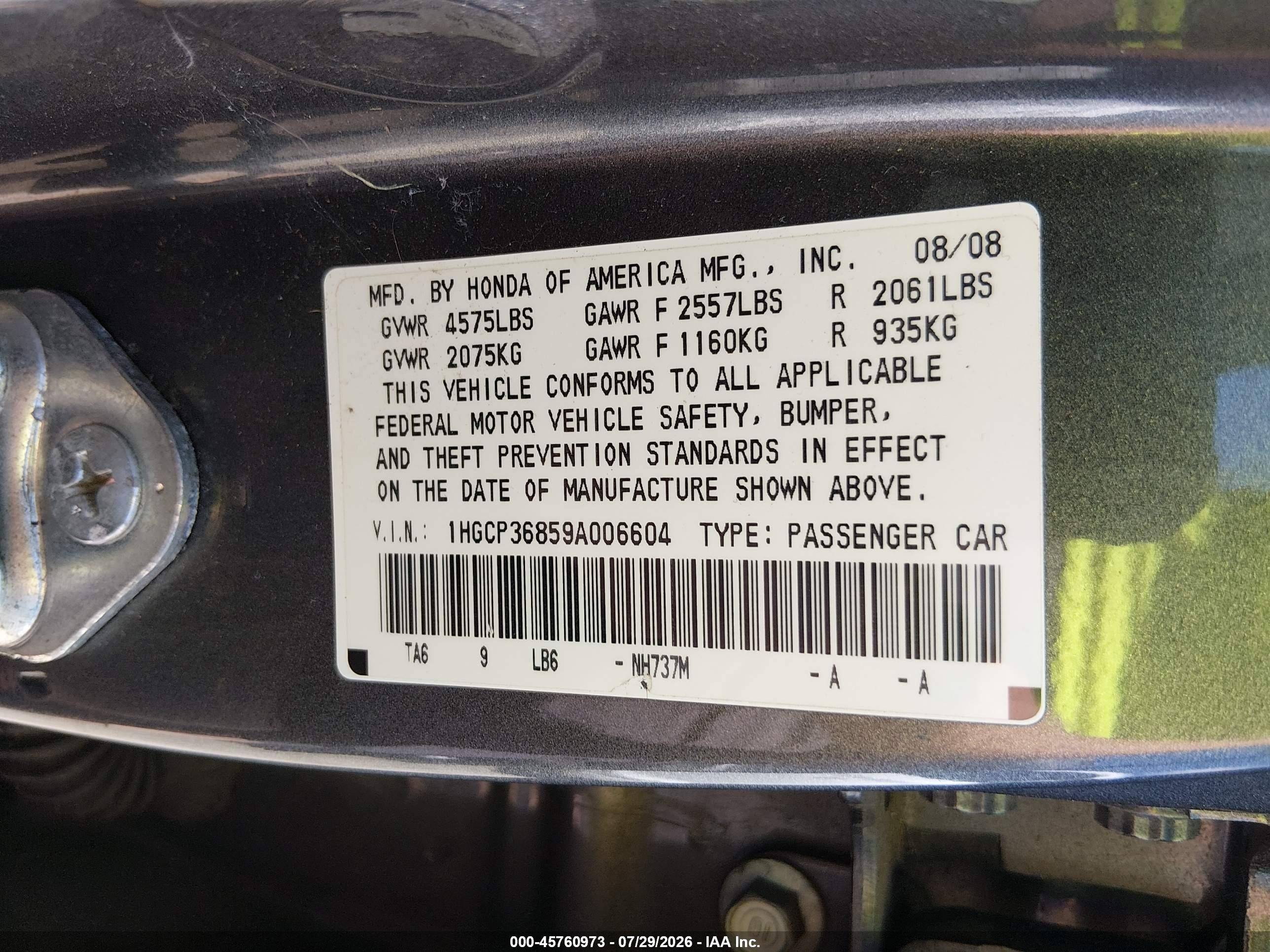 2009 Honda Accord 3.5 Ex-l Gray vin: 1HGCP36859A006604