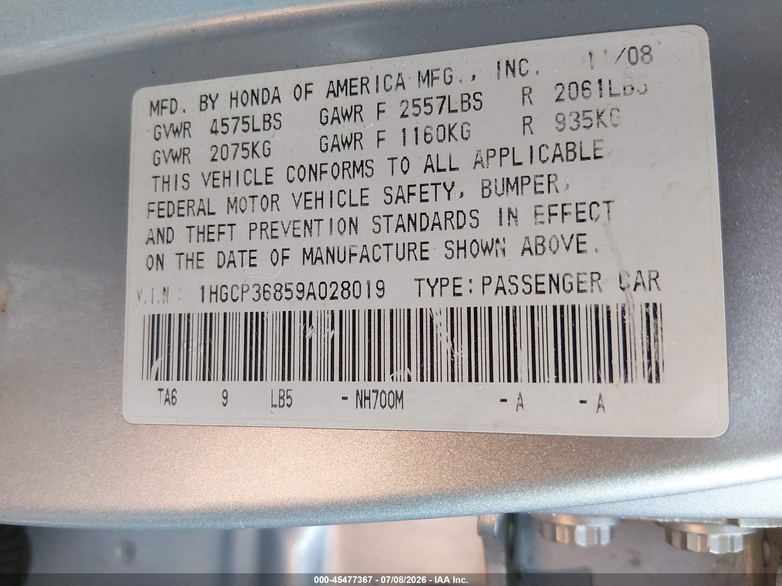 2009 Honda Accord 3.5 Ex-l Silver vin: 1HGCP36859A028019