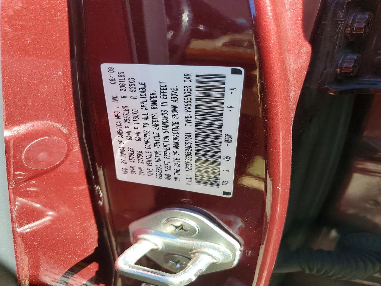 2009 Honda Accord Exl Темно-бордовый vin: 1HGCP36859A051641
