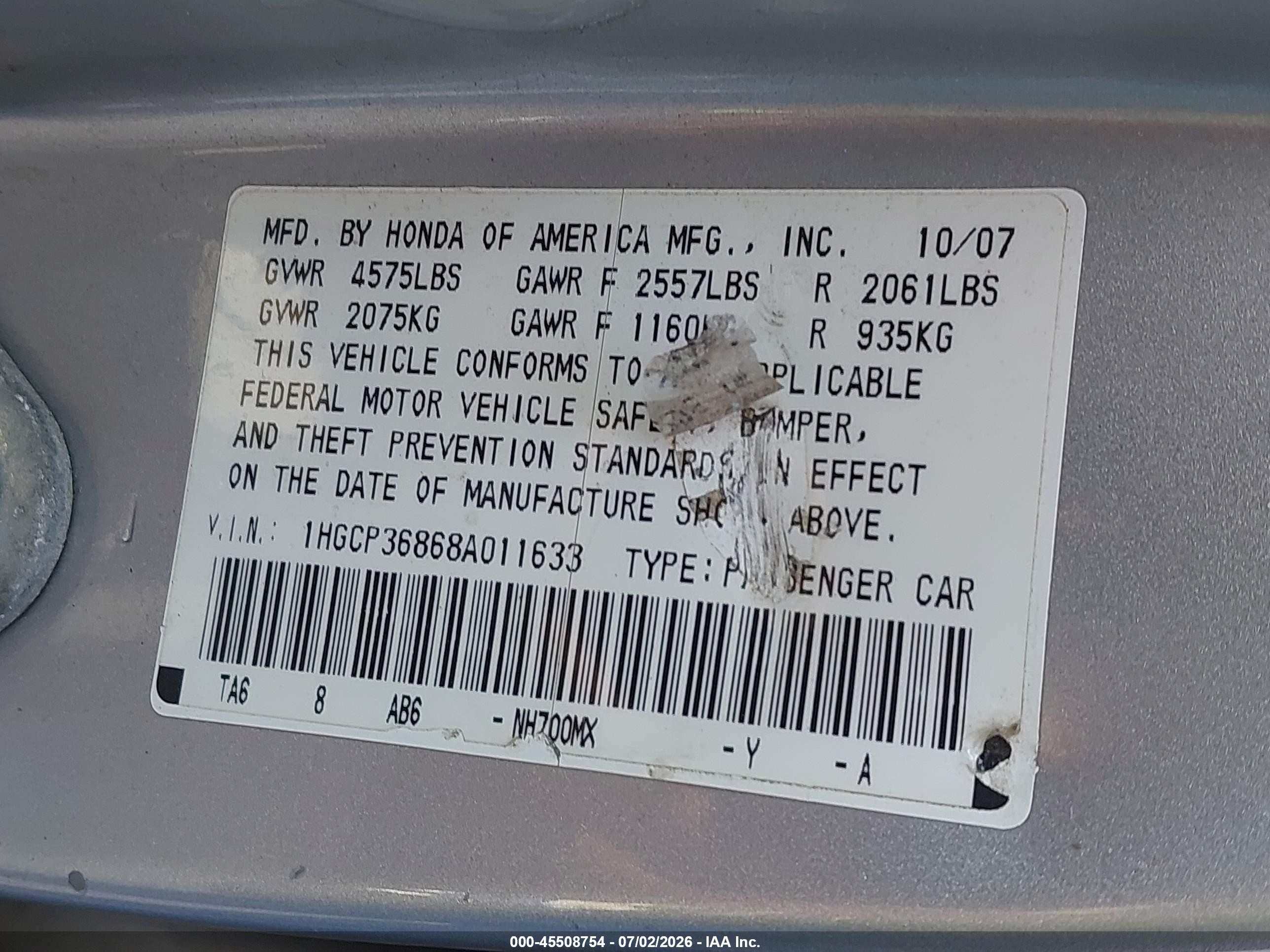 2008 Honda Accord 3.5 Ex-l Серебряный vin: 1HGCP36868A011633