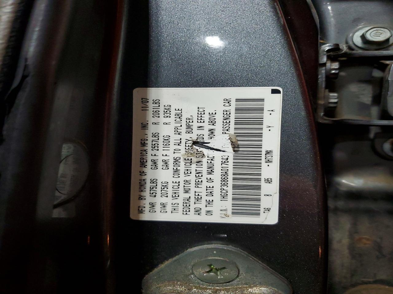 2008 Honda Accord Exl Gray vin: 1HGCP36868A017643