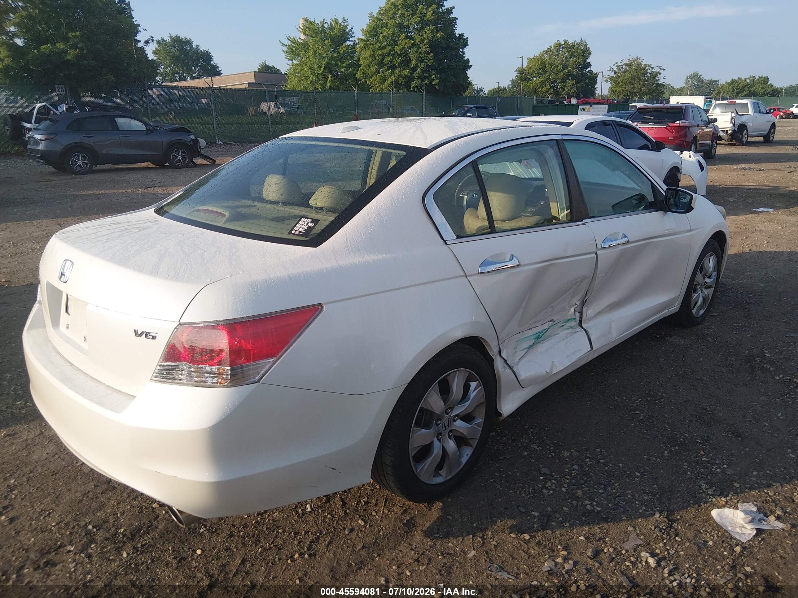 2009 Honda Accord 3.5 Ex-l White vin: 1HGCP36869A045668