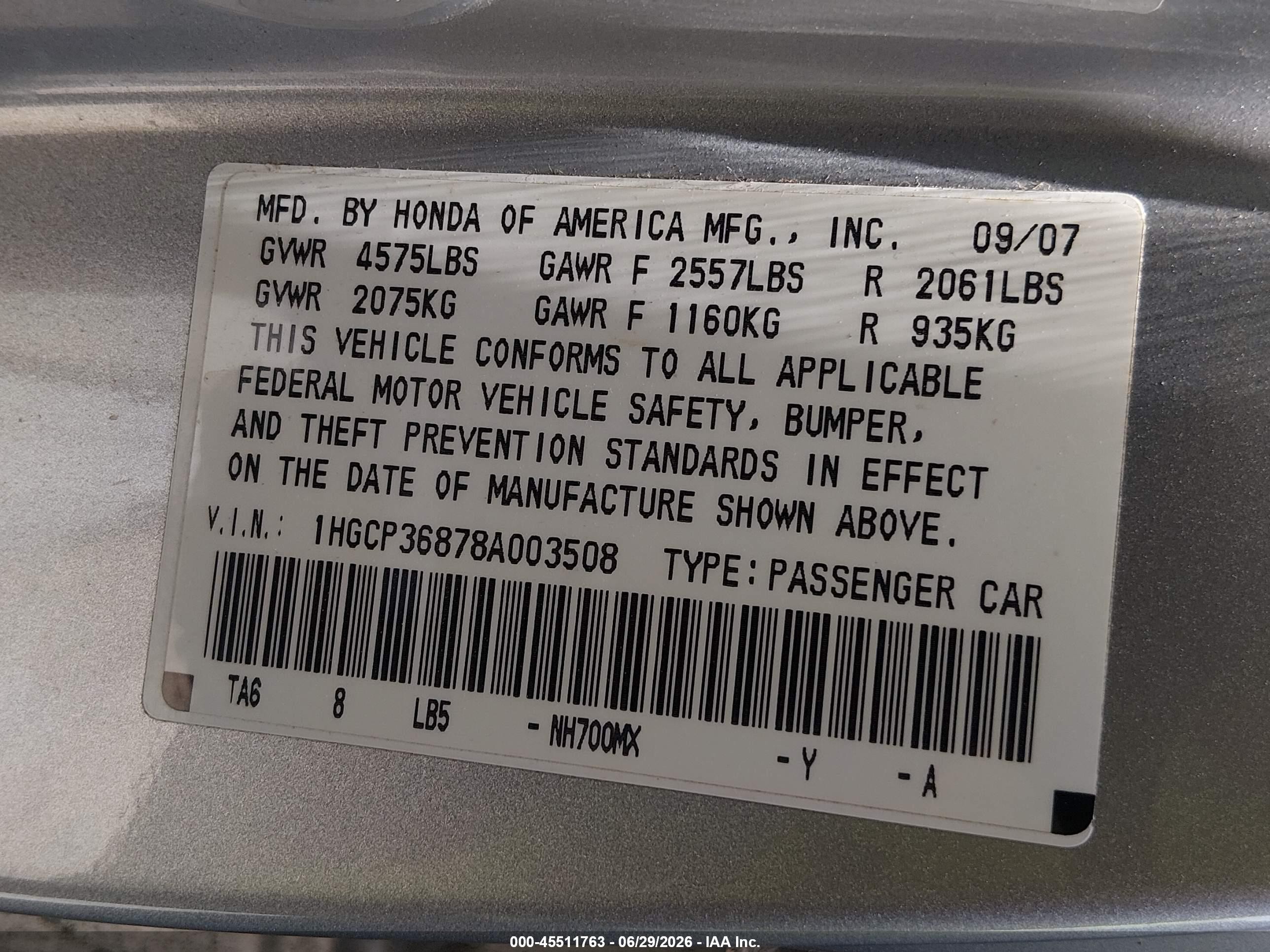 2008 Honda Accord 3.5 Ex-l Silver vin: 1HGCP36878A003508