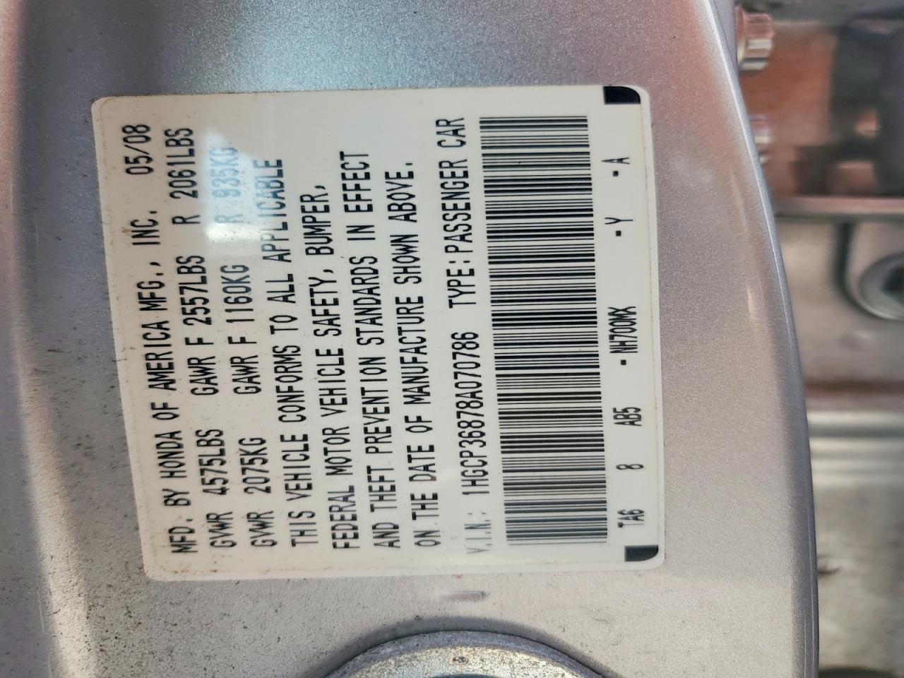 2008 Honda Accord Exl Silver vin: 1HGCP36878A070786