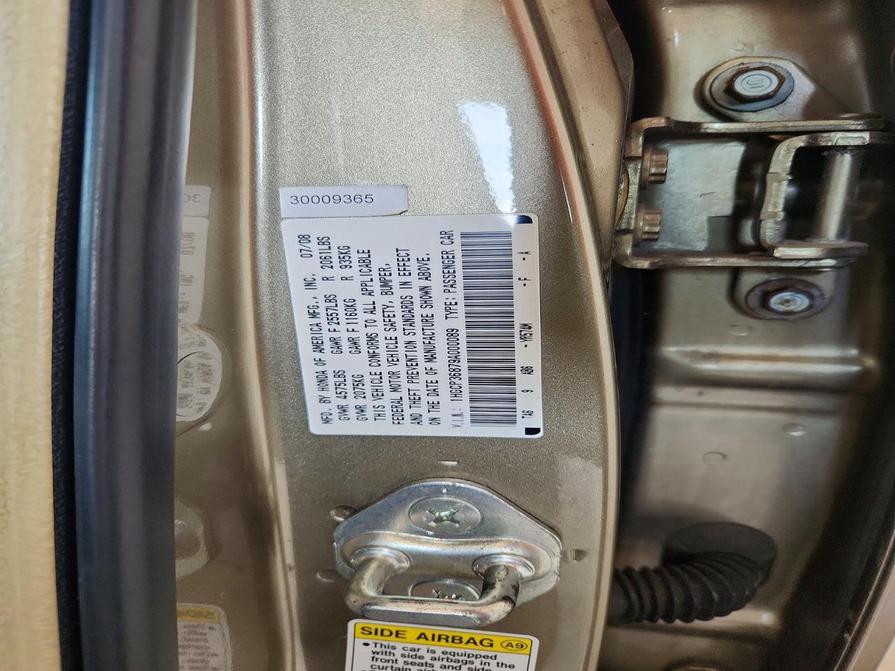 2009 Honda Accord Exl Gold vin: 1HGCP36879A000089