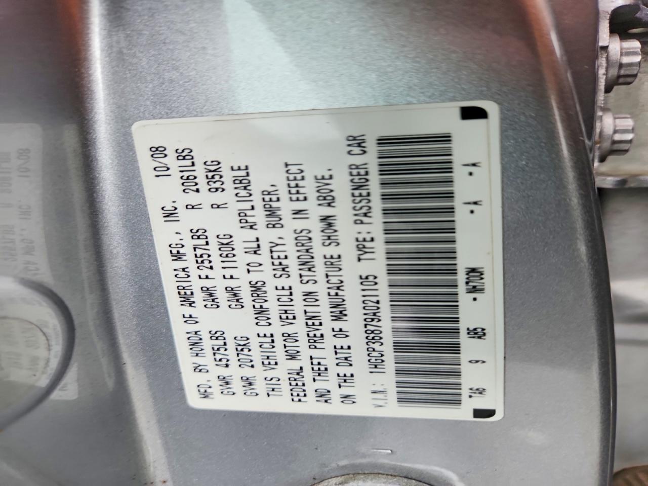 2009 Honda Accord Exl Silver vin: 1HGCP36879A021105