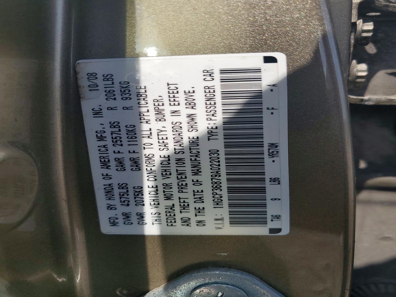 2009 Honda Accord Exl Gold vin: 1HGCP36879A022030