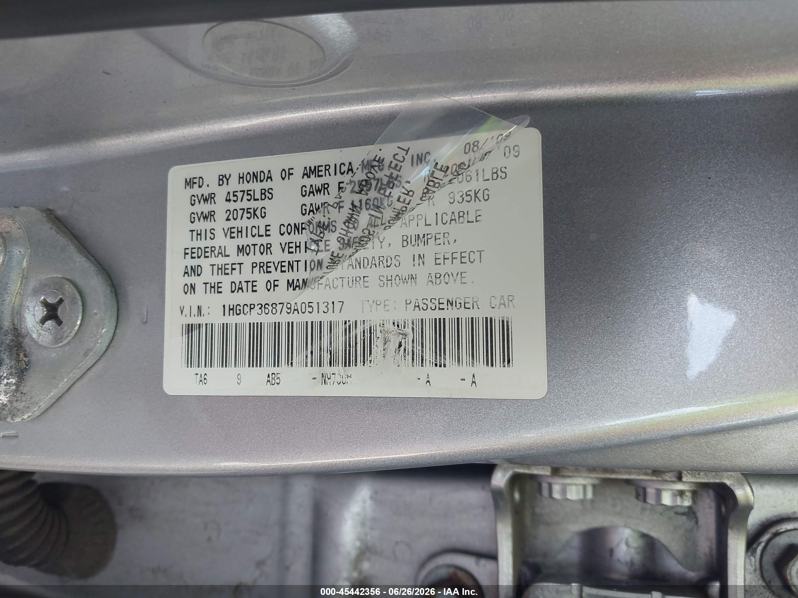 2009 Honda Accord 3.5 Ex-l Silver vin: 1HGCP36879A051317