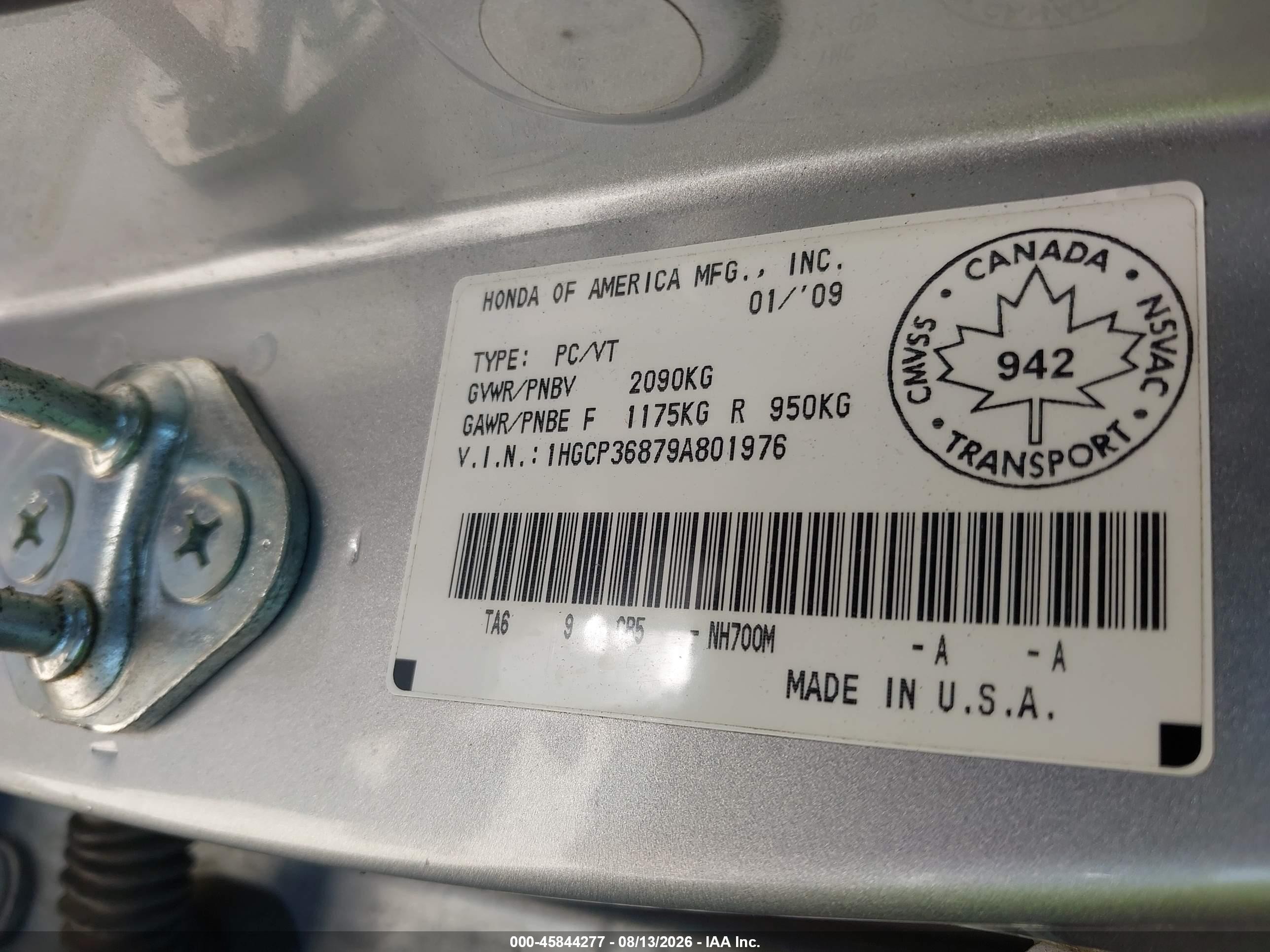 2009 Honda Accord 3.5 Ex-l Silver vin: 1HGCP36879A801976