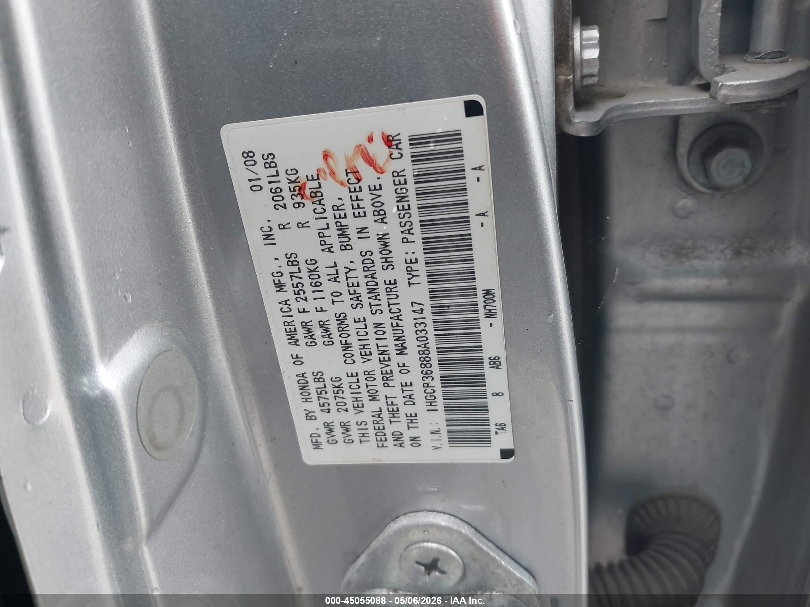 2008 Honda Accord 3.5 Ex-l Gray vin: 1HGCP36888A033147
