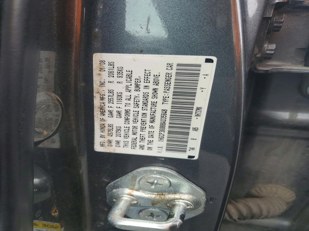 2008 Honda Accord Exl Gray vin: 1HGCP36888A035948