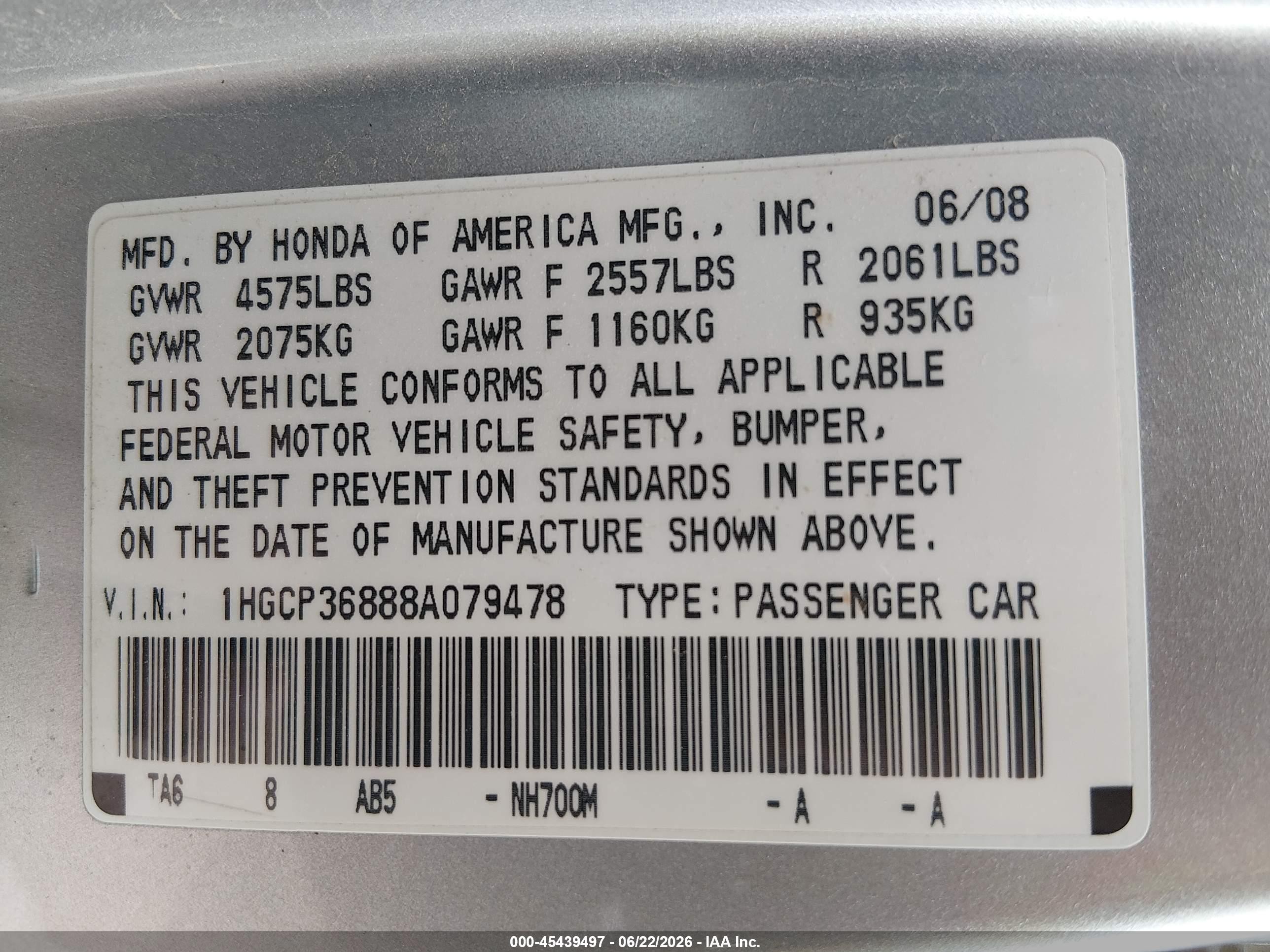 2008 Honda Accord 3.5 Ex-l Silver vin: 1HGCP36888A079478