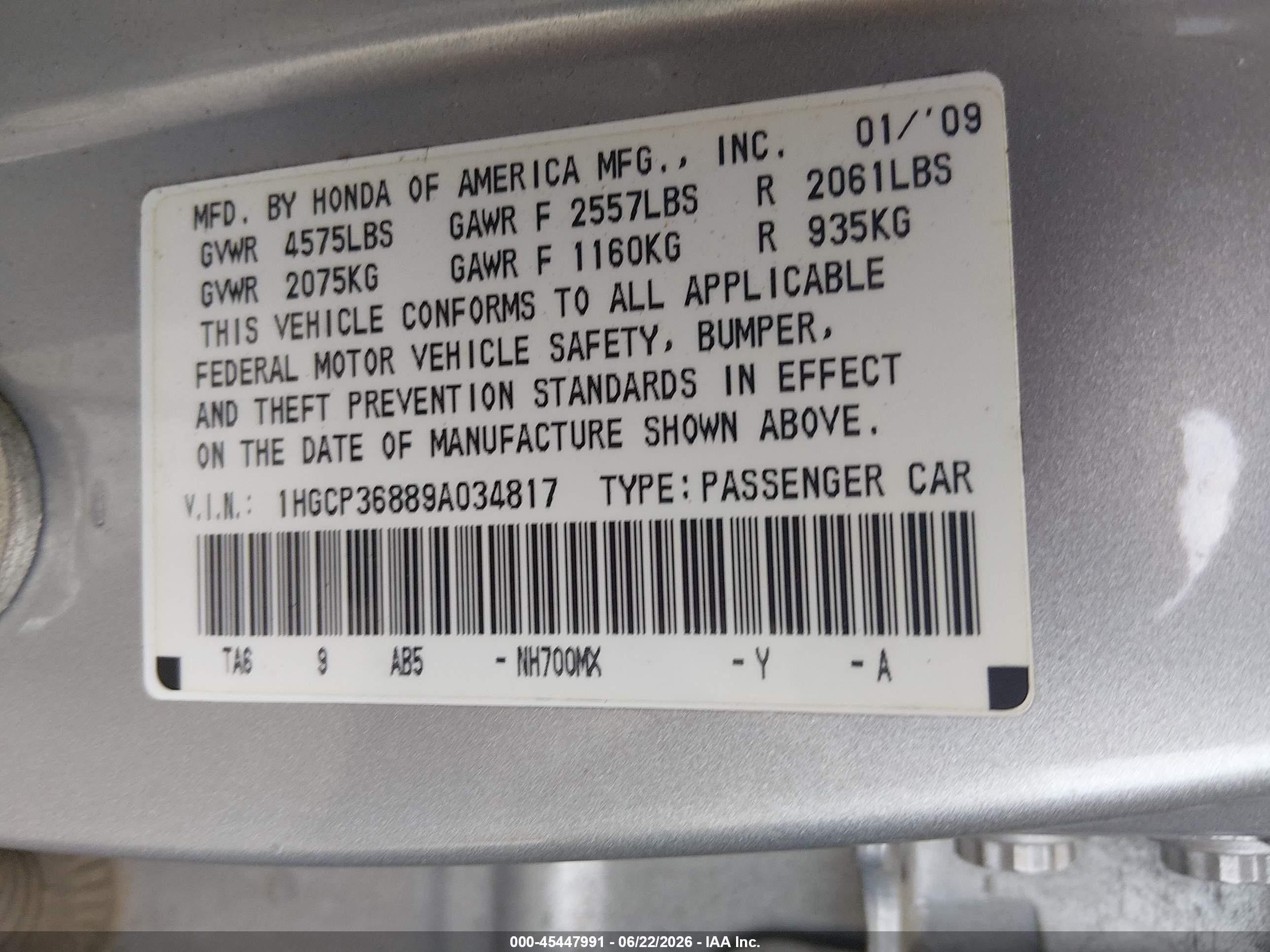 2009 Honda Accord 3.5 Ex-l Silver vin: 1HGCP36889A034817