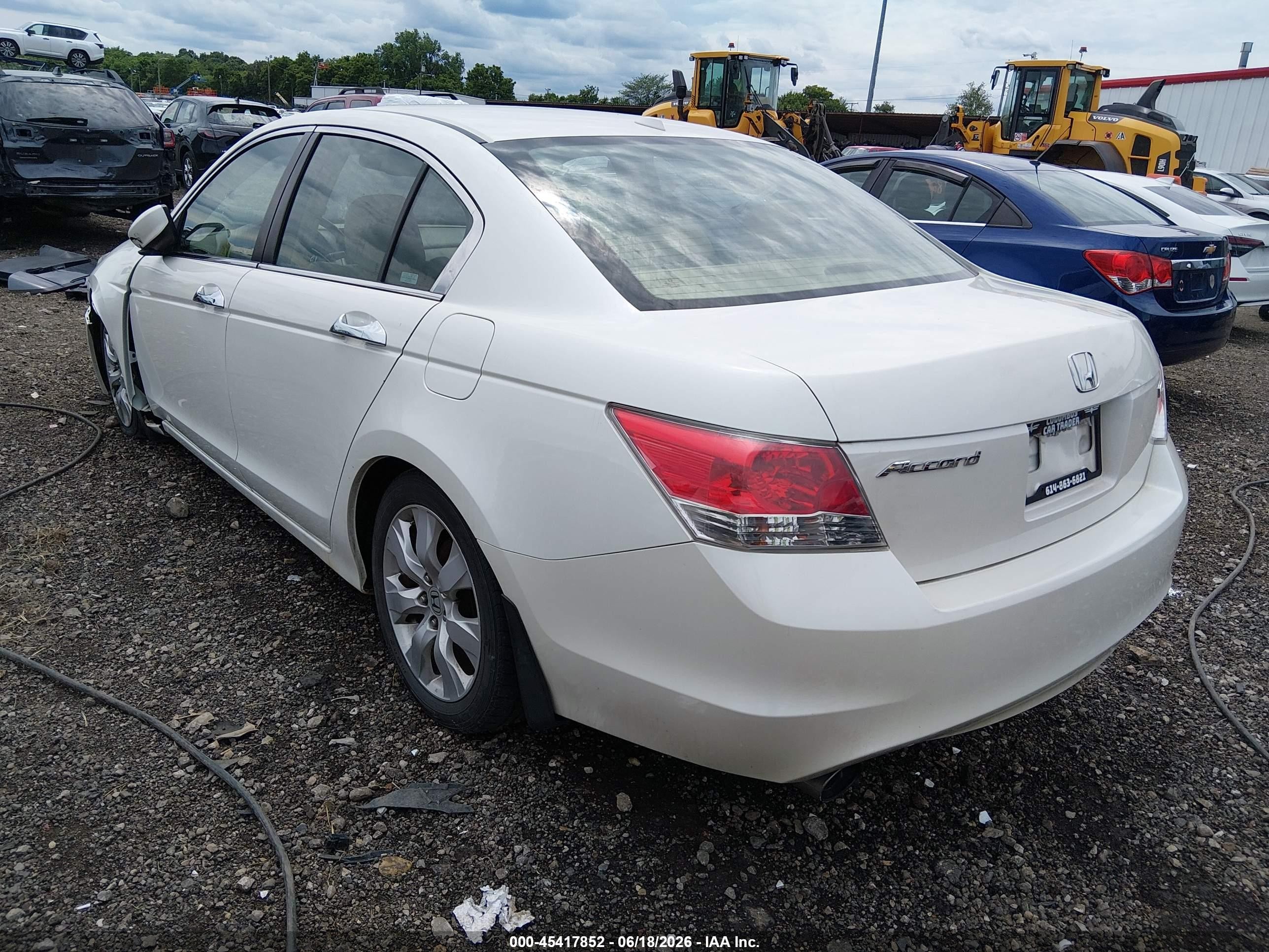 2009 Honda Accord 3.5 Ex-l White vin: 1HGCP36889A049396