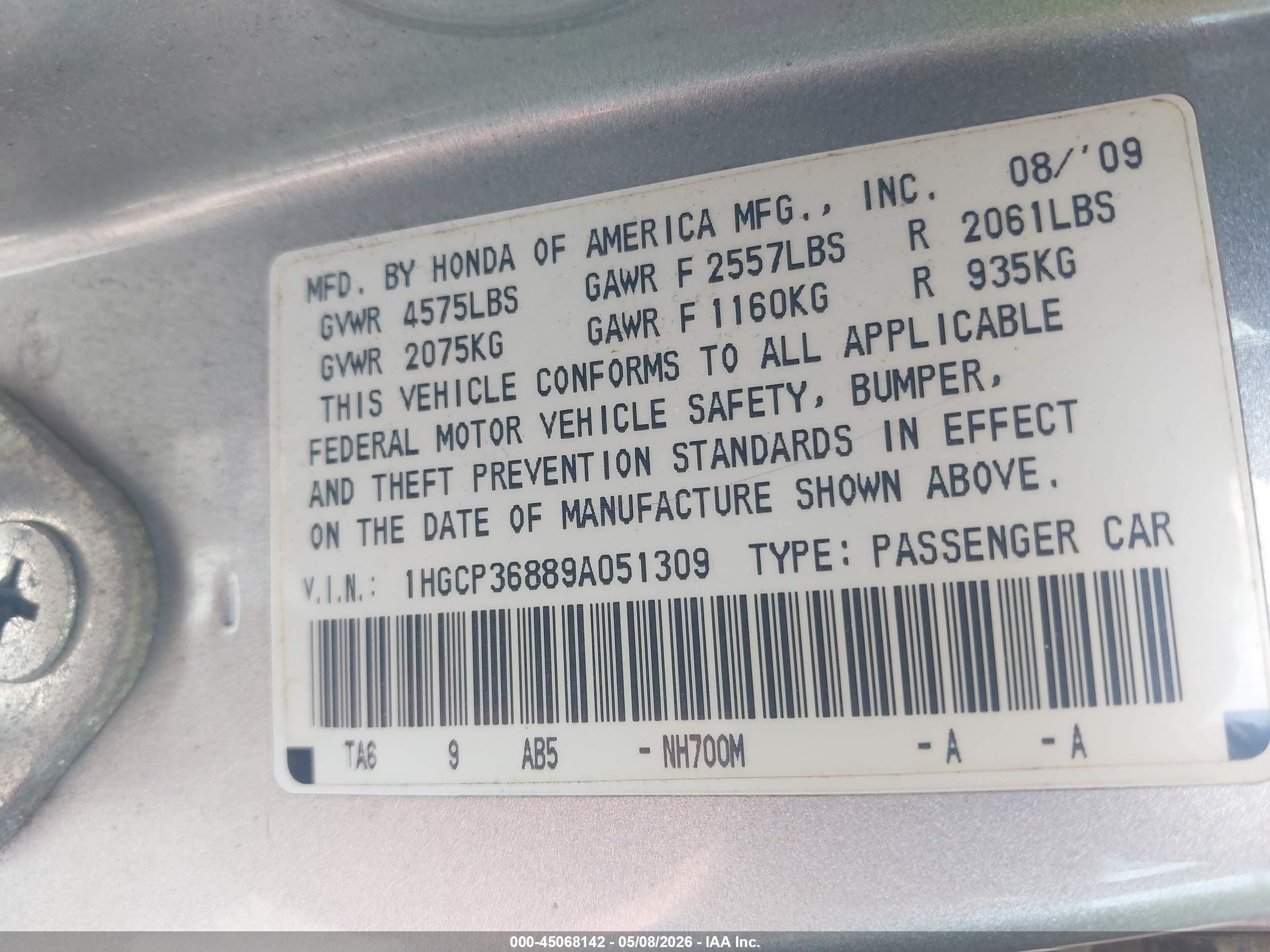 2009 Honda Accord 3.5 Ex-l Silver vin: 1HGCP36889A051309
