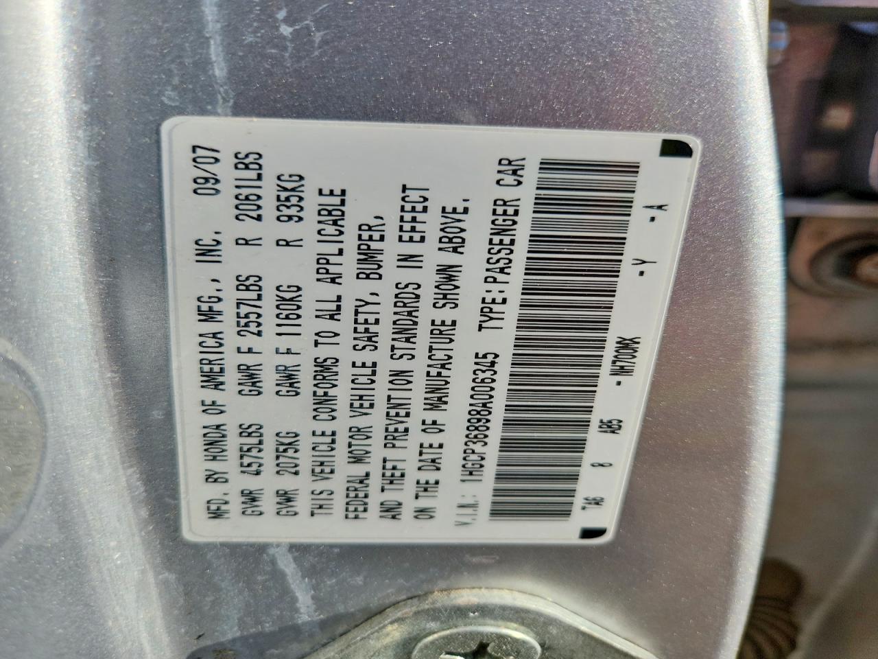 2008 Honda Accord Exl Серебряный vin: 1HGCP36898A006345