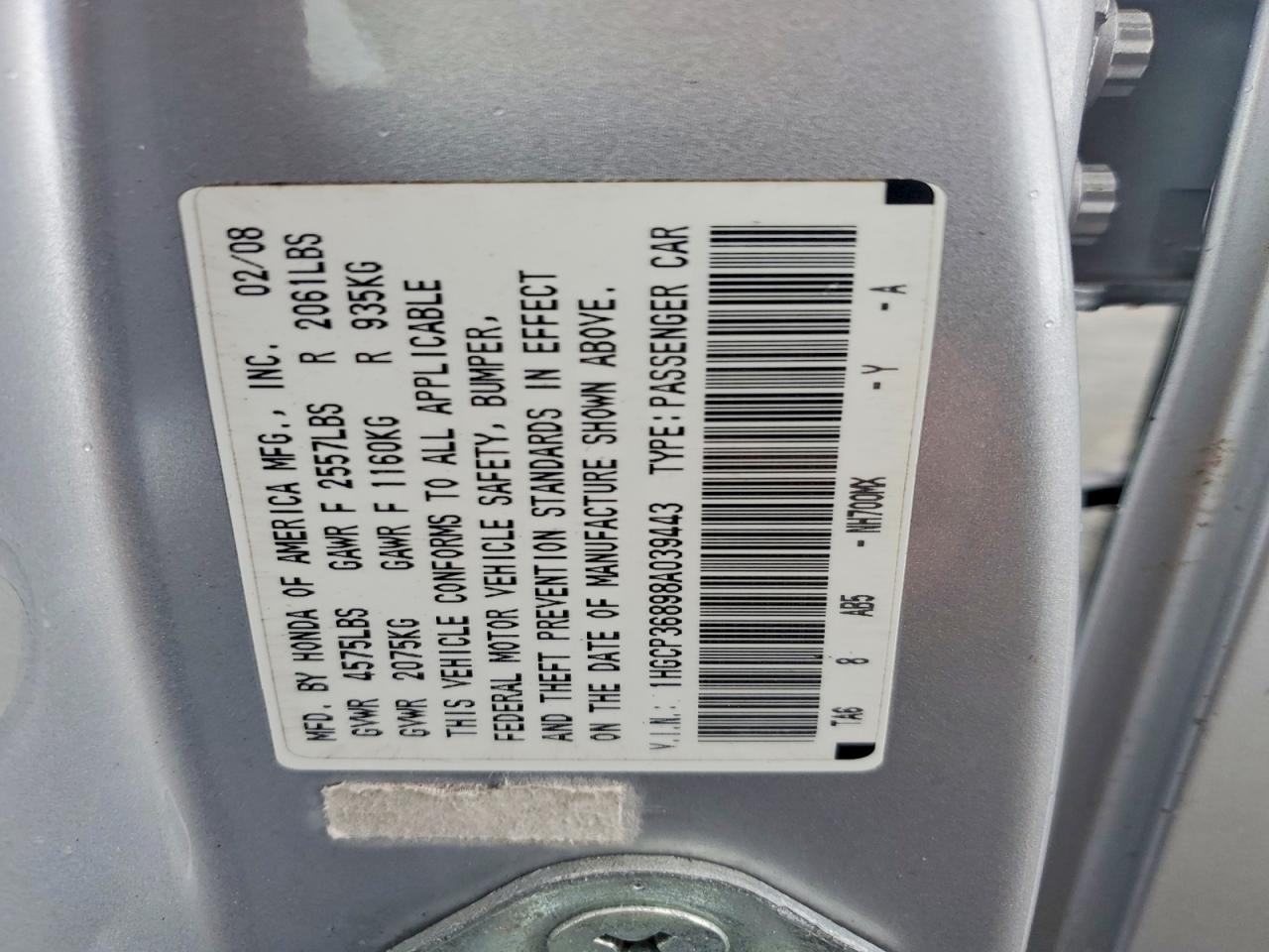 2008 Honda Accord Exl Silver vin: 1HGCP36898A039443