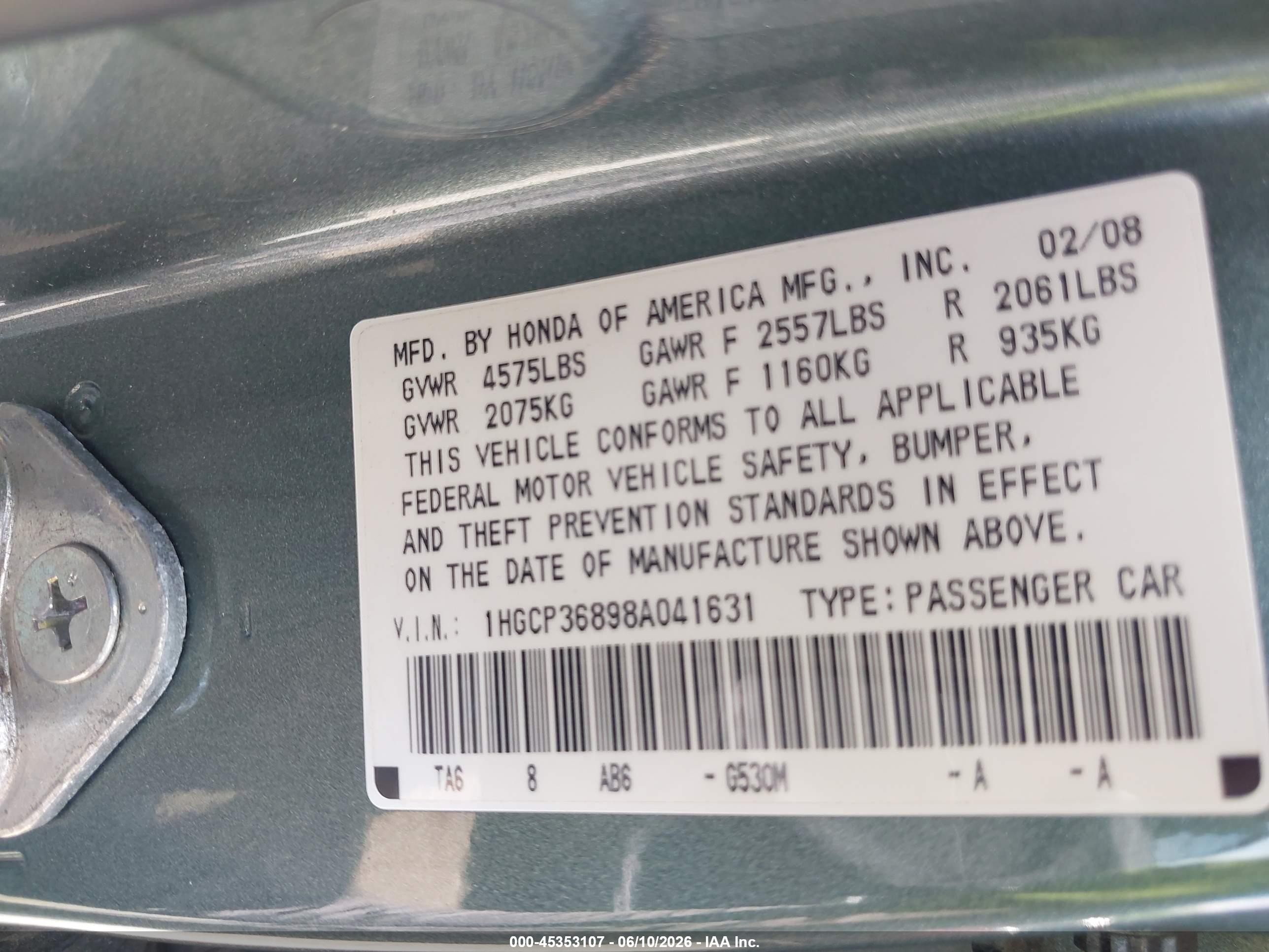 2008 Honda Accord 3.5 Ex-l Gray vin: 1HGCP36898A041631