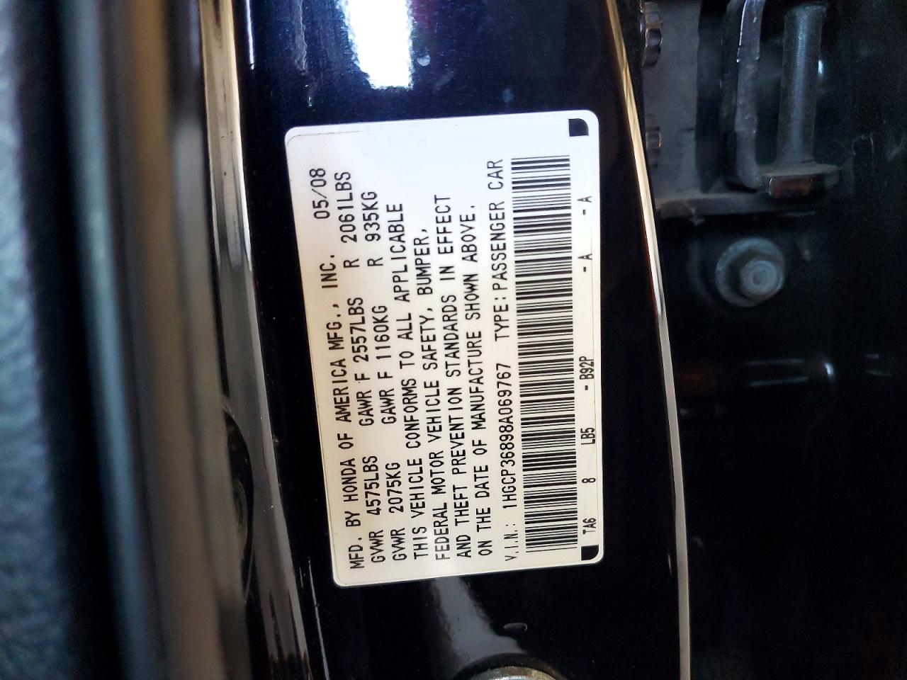 2008 Honda Accord Exl Black vin: 1HGCP36898A069767