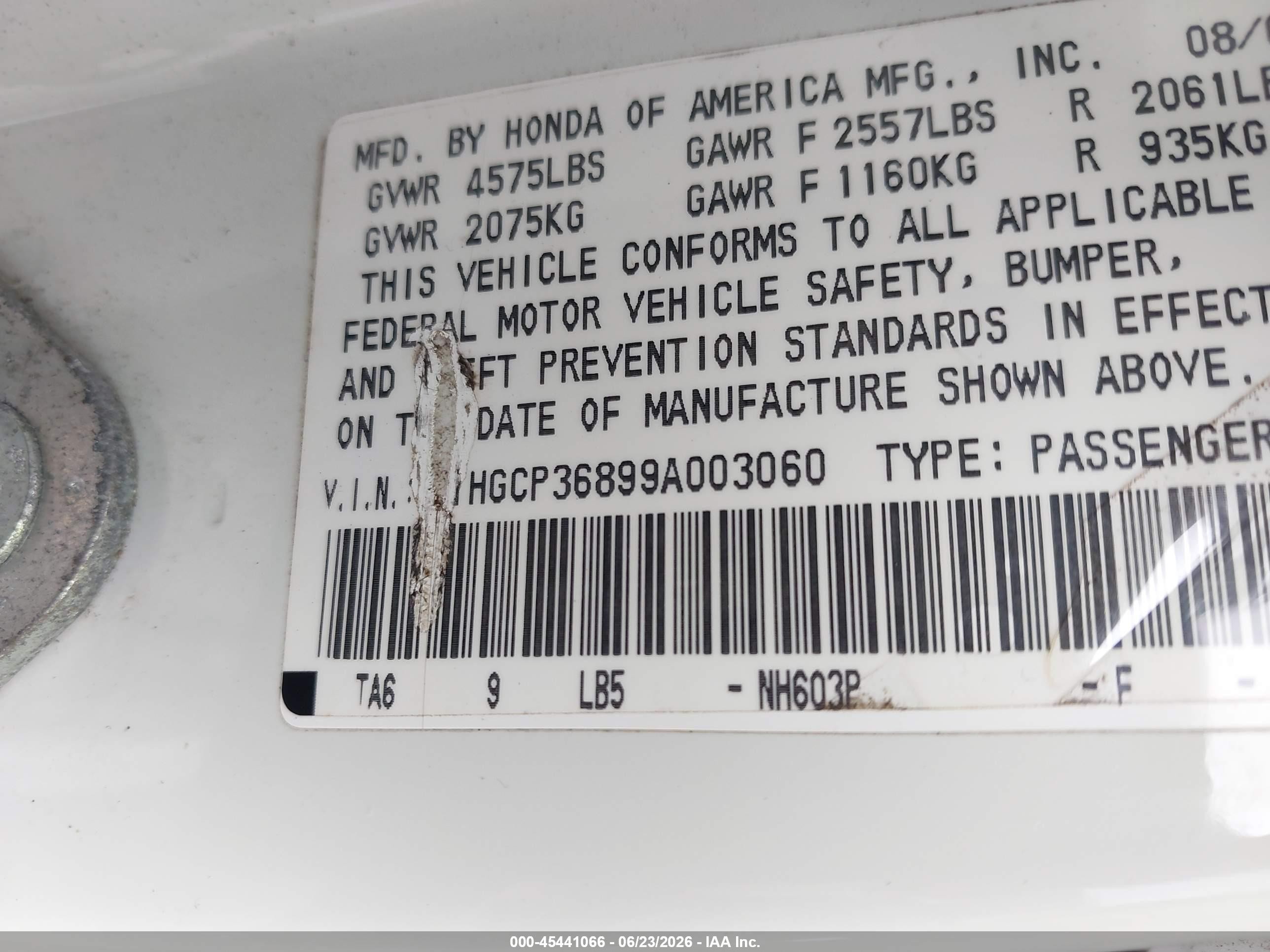2009 Honda Accord 3.5 Ex-l White vin: 1HGCP36899A003060