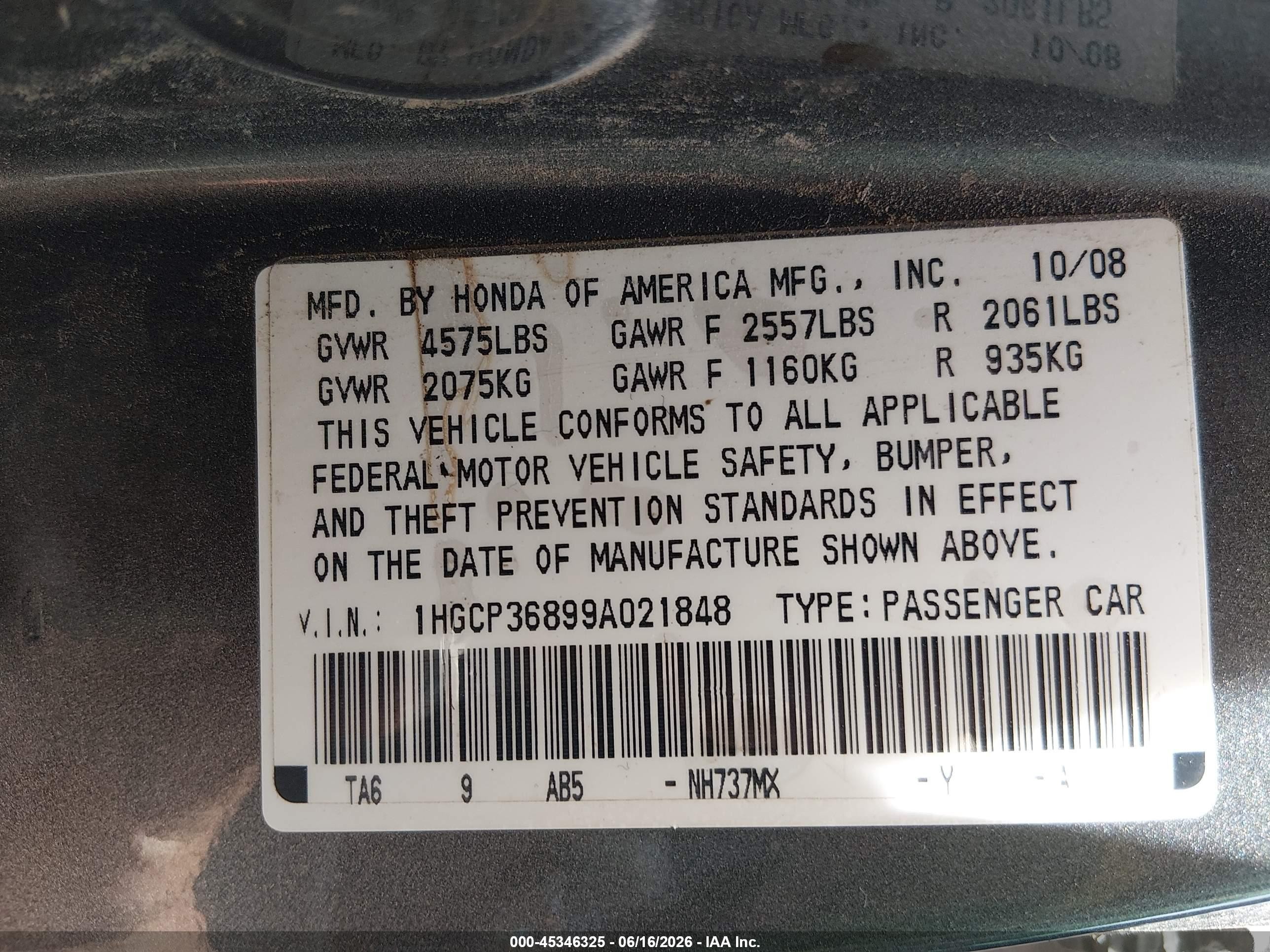 2009 Honda Accord 3.5 Ex-l Gray vin: 1HGCP36899A021848