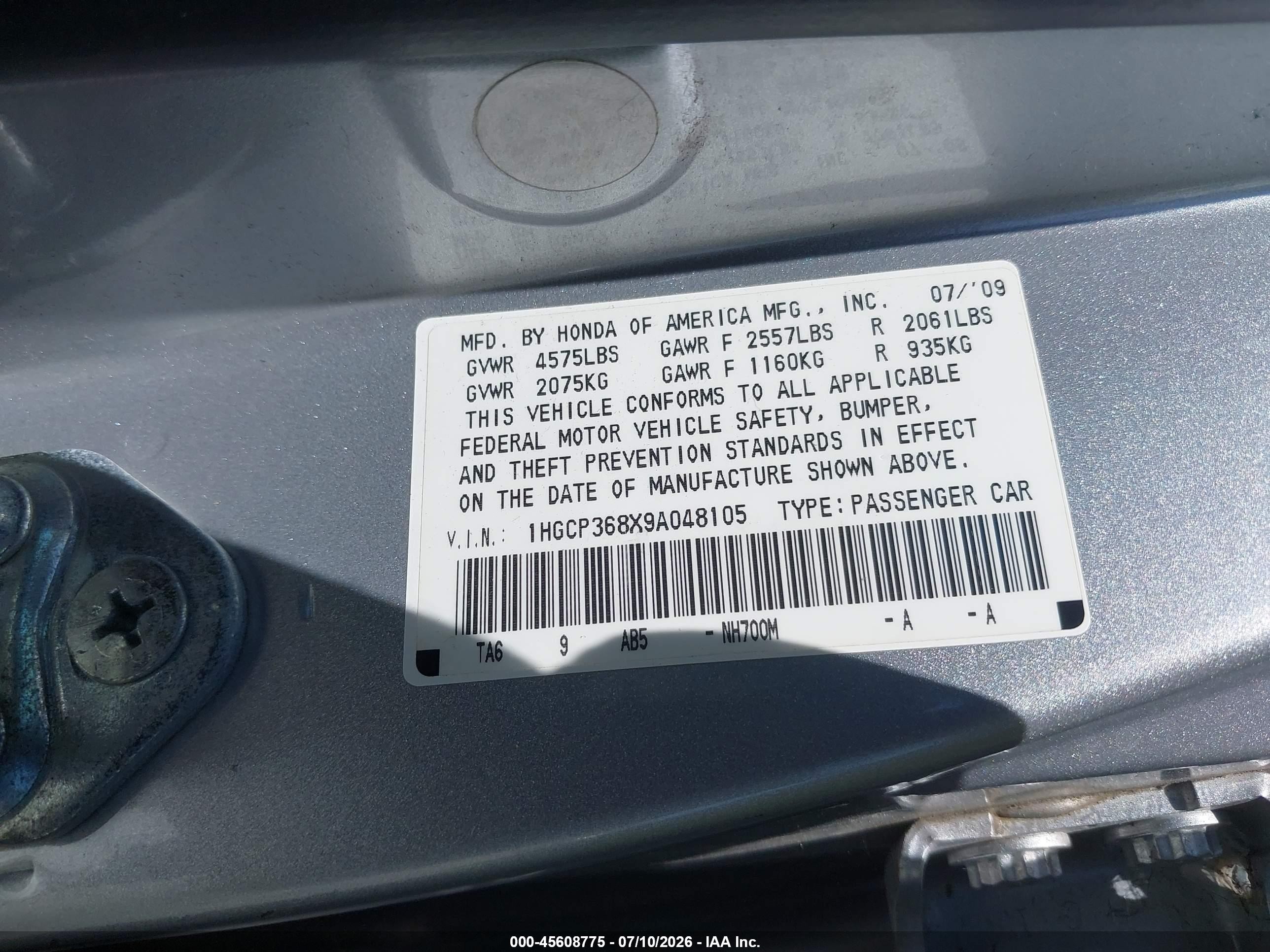 2009 Honda Accord 3.5 Ex-l Silver vin: 1HGCP368X9A048105