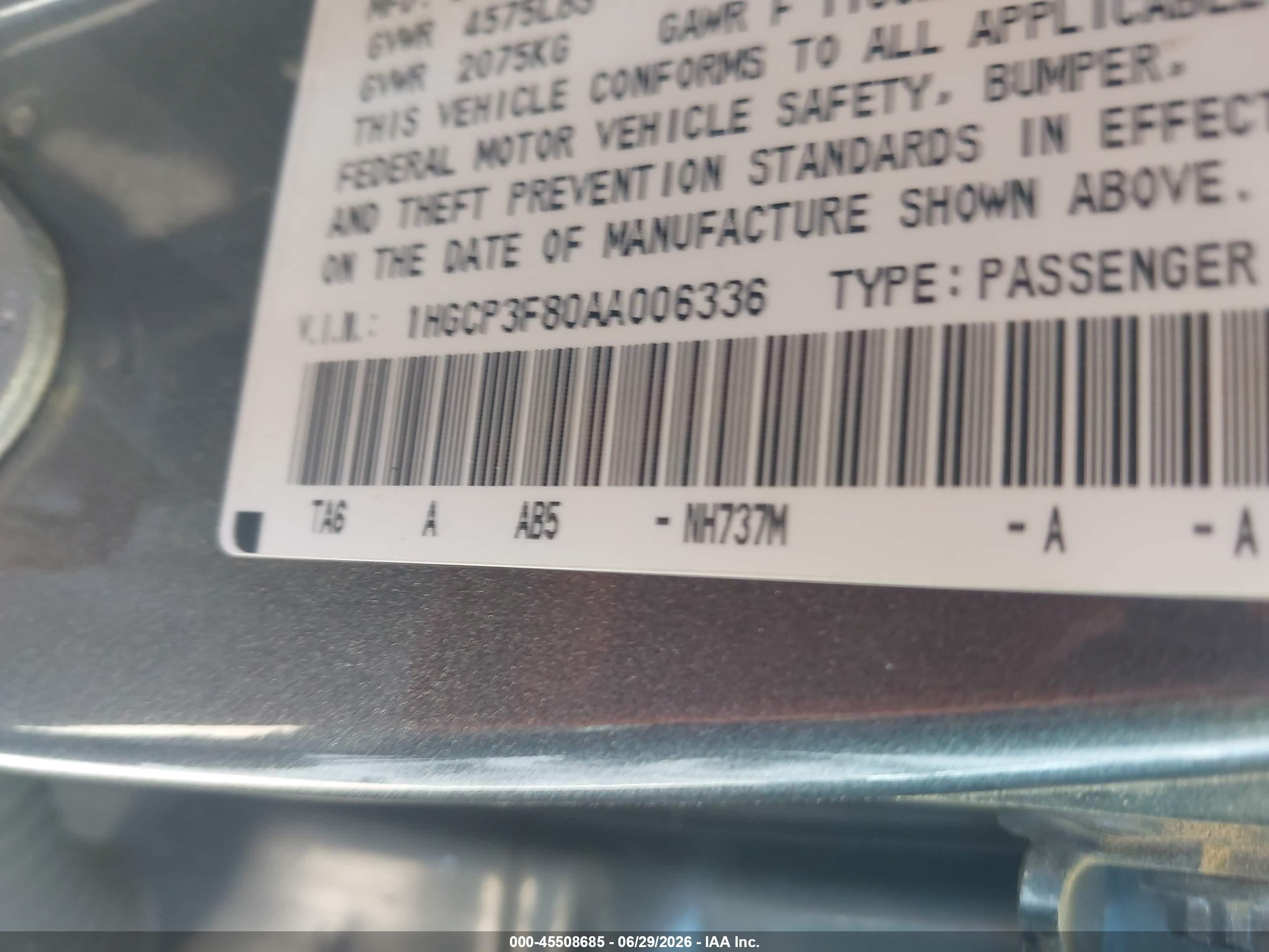 2010 Honda Accord 3.5 Ex-l Gray vin: 1HGCP3F80AA006336