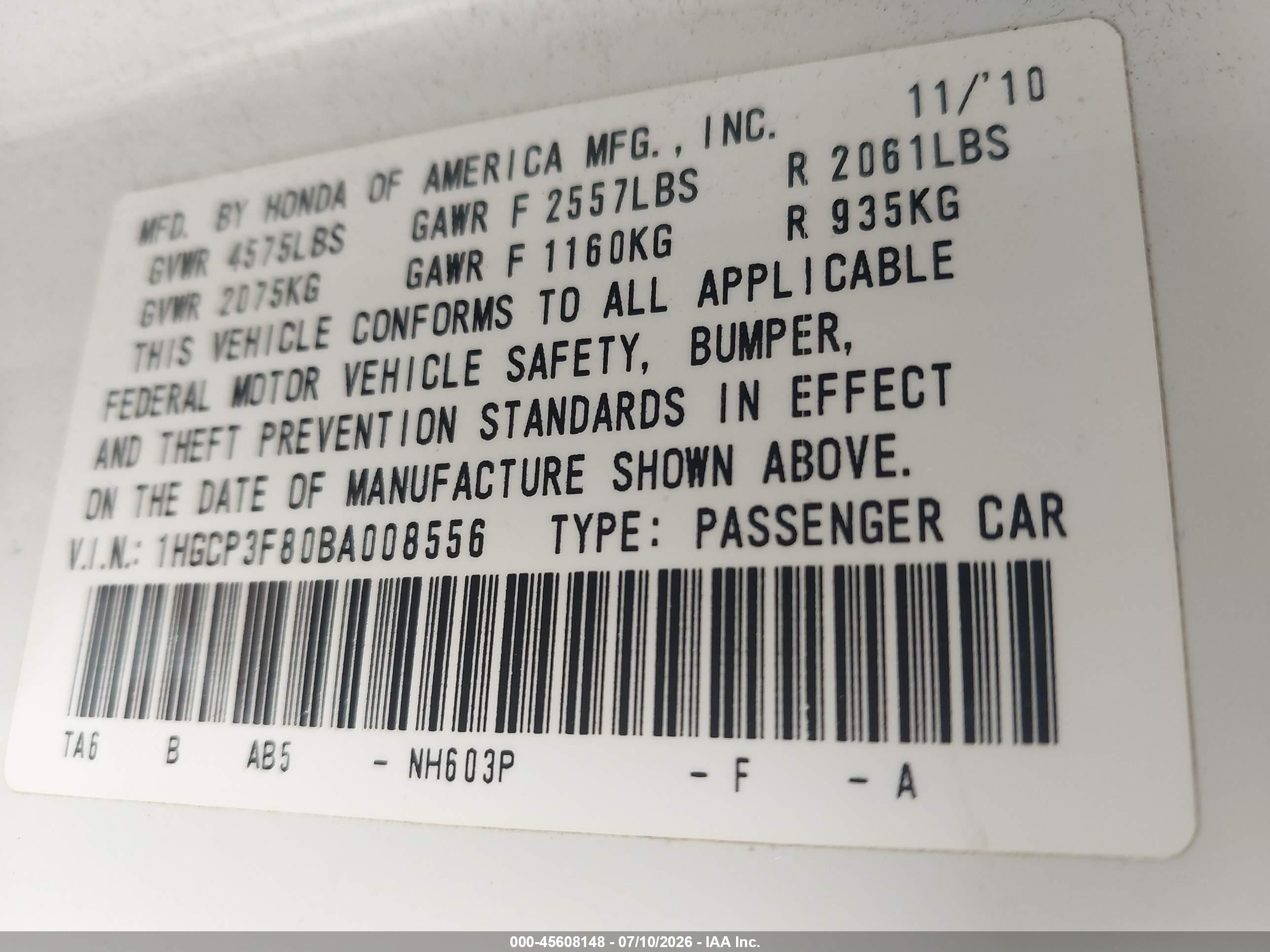 2011 Honda Accord 3.5 Ex-l White vin: 1HGCP3F80BA008556