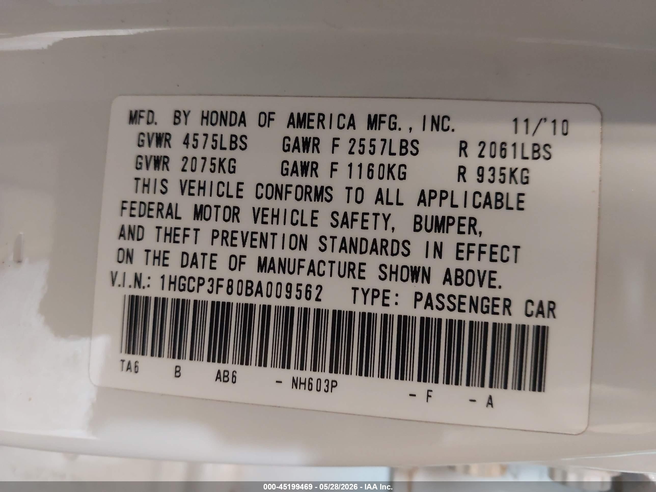 2011 Honda Accord 3.5 Ex-l White vin: 1HGCP3F80BA009562