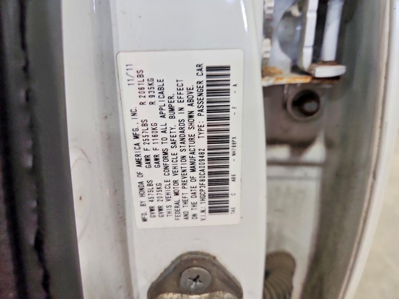 2012 Honda Accord Exl White vin: 1HGCP3F80CA009482