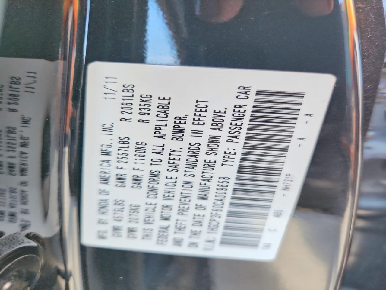 2012 Honda Accord Exl Black vin: 1HGCP3F80CA009658