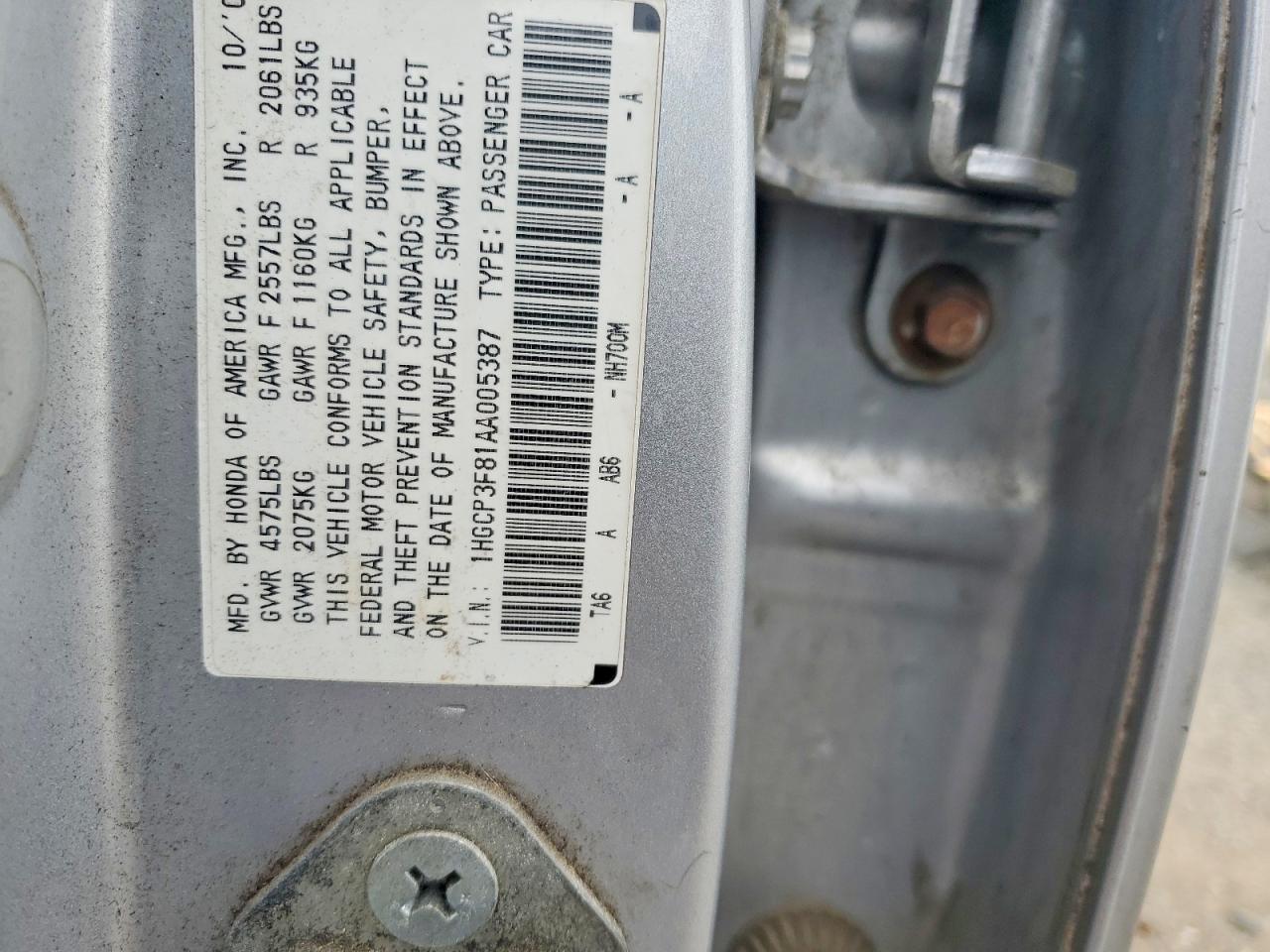 2010 Honda Accord 4d Exl Silver vin: 1HGCP3F81AA005387