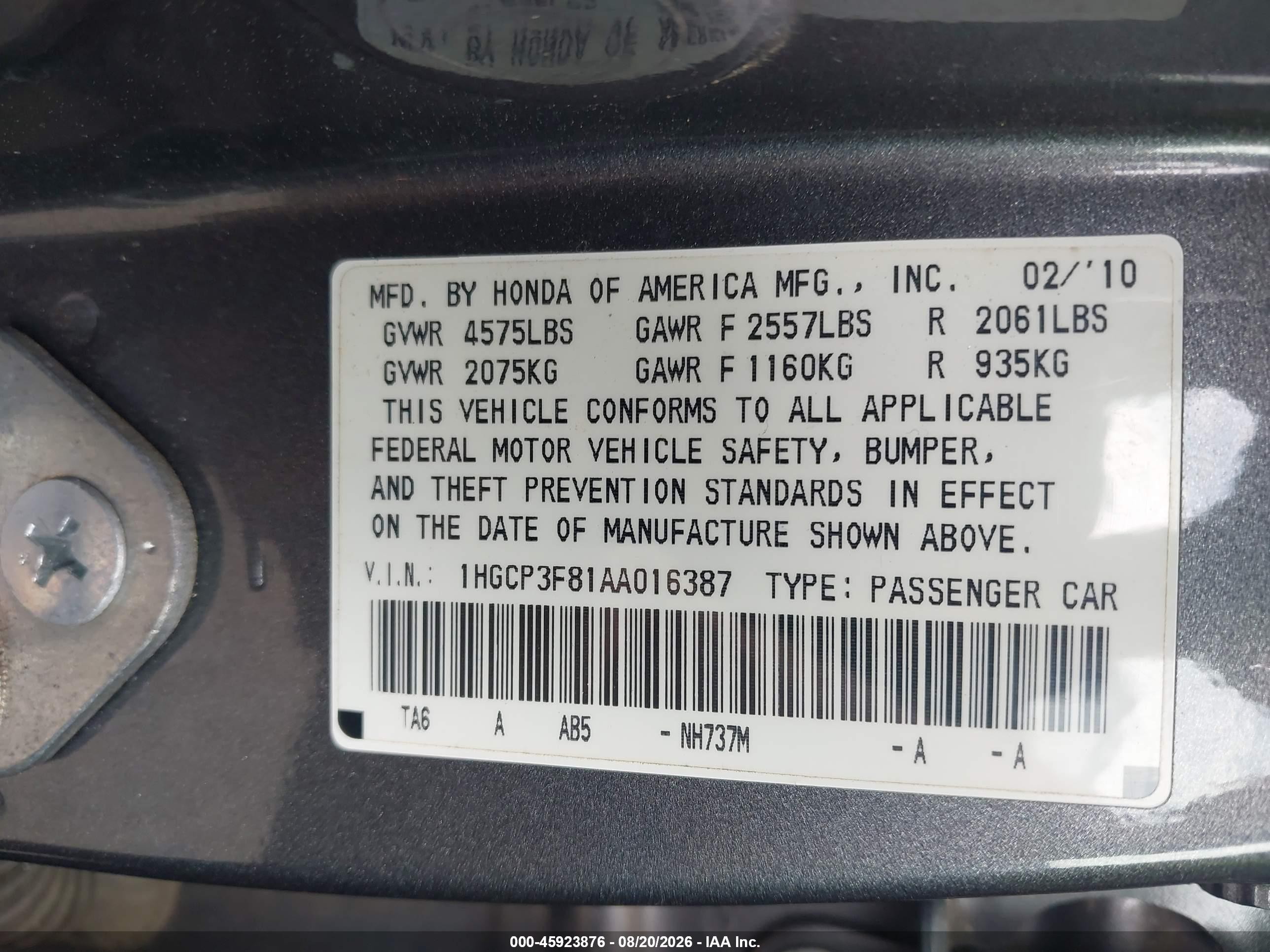2010 Honda Accord 3.5 Ex-l Black vin: 1HGCP3F81AA016387