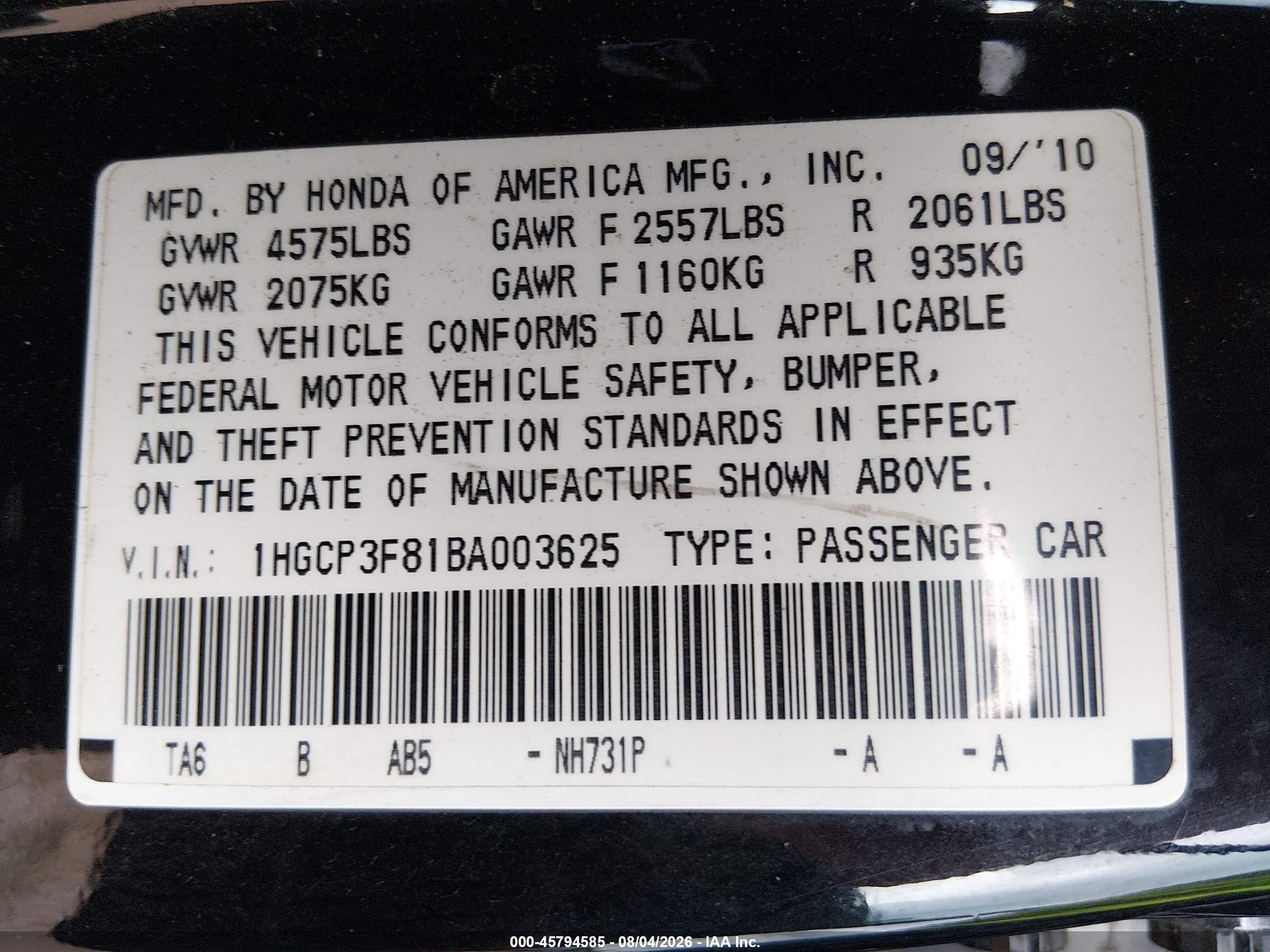 2011 Honda Accord 3.5 Ex-l Black vin: 1HGCP3F81BA003625