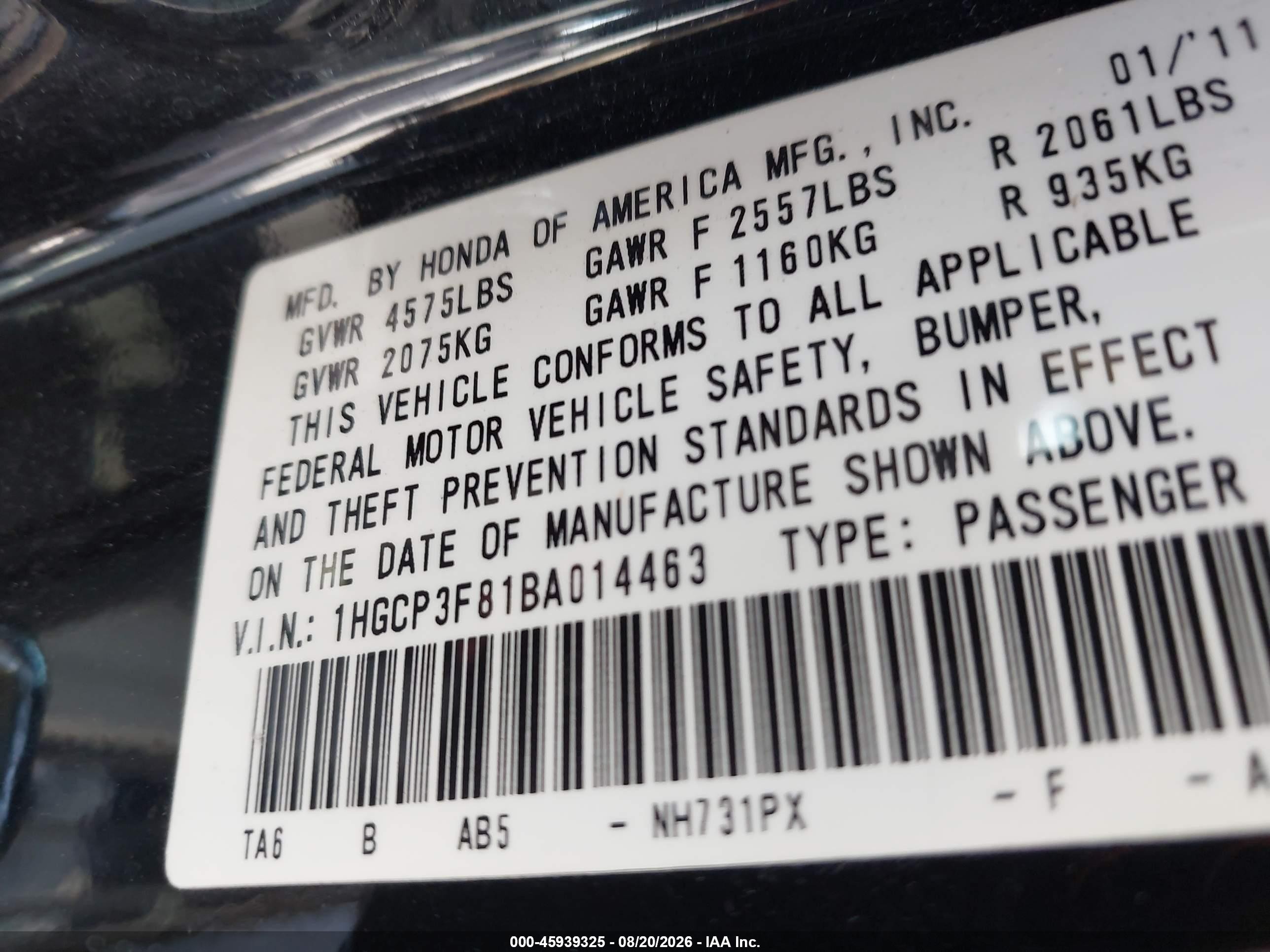 2011 Honda Accord 3.5 Ex-l Black vin: 1HGCP3F81BA014463