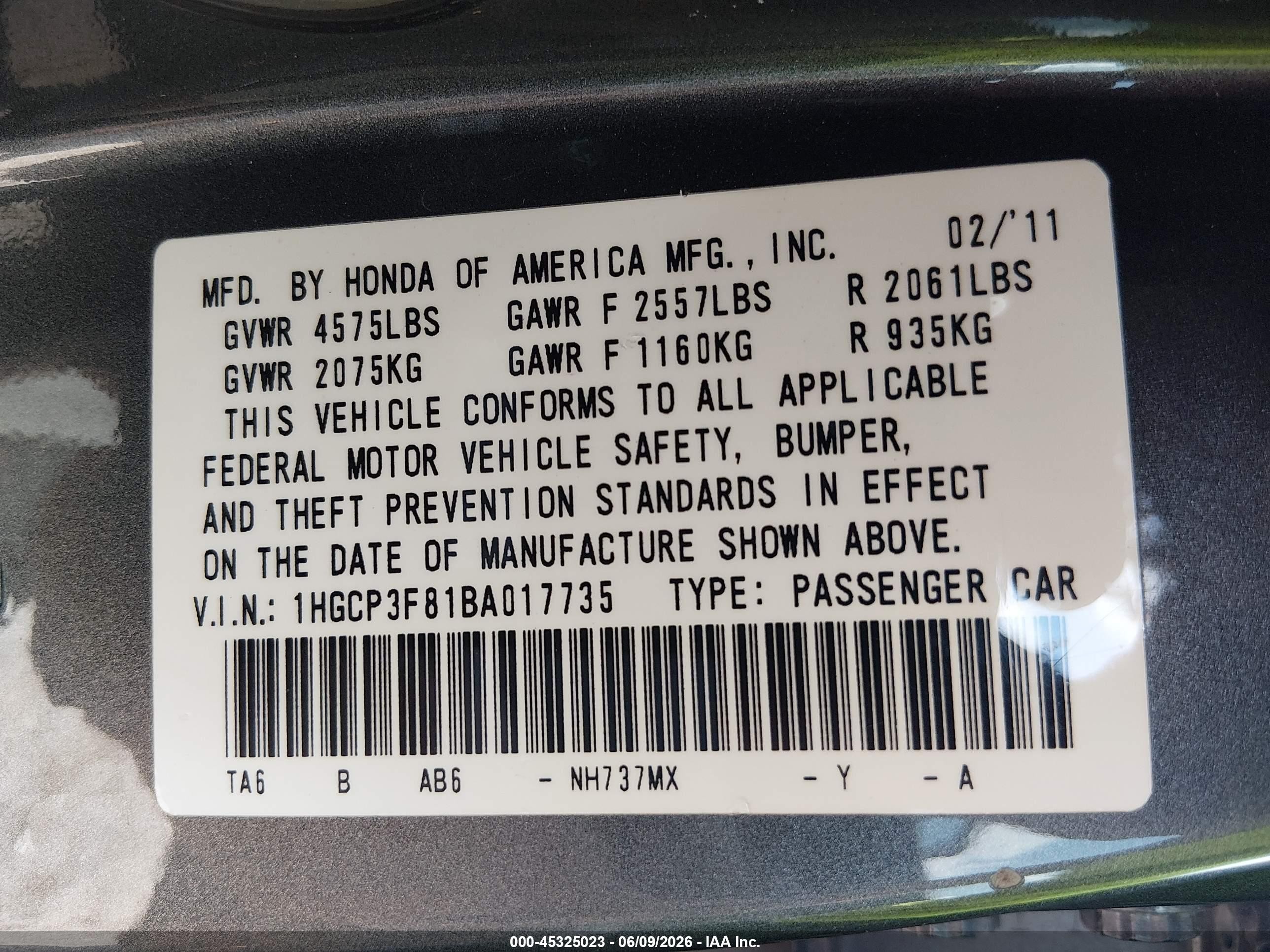 2011 Honda Accord 3.5 Ex-l Gray vin: 1HGCP3F81BA017735