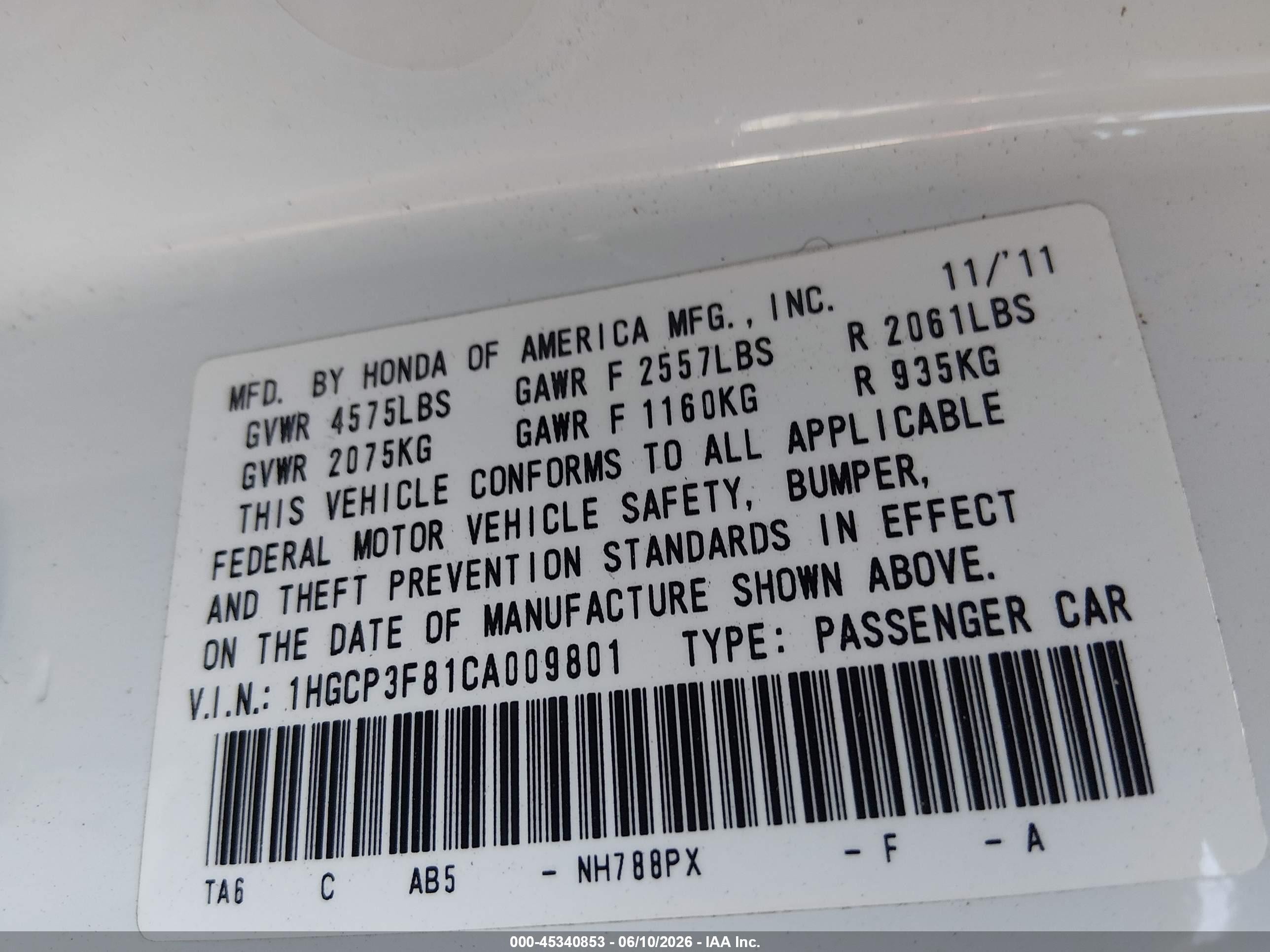 2012 Honda Accord 3.5 Ex-l White vin: 1HGCP3F81CA009801