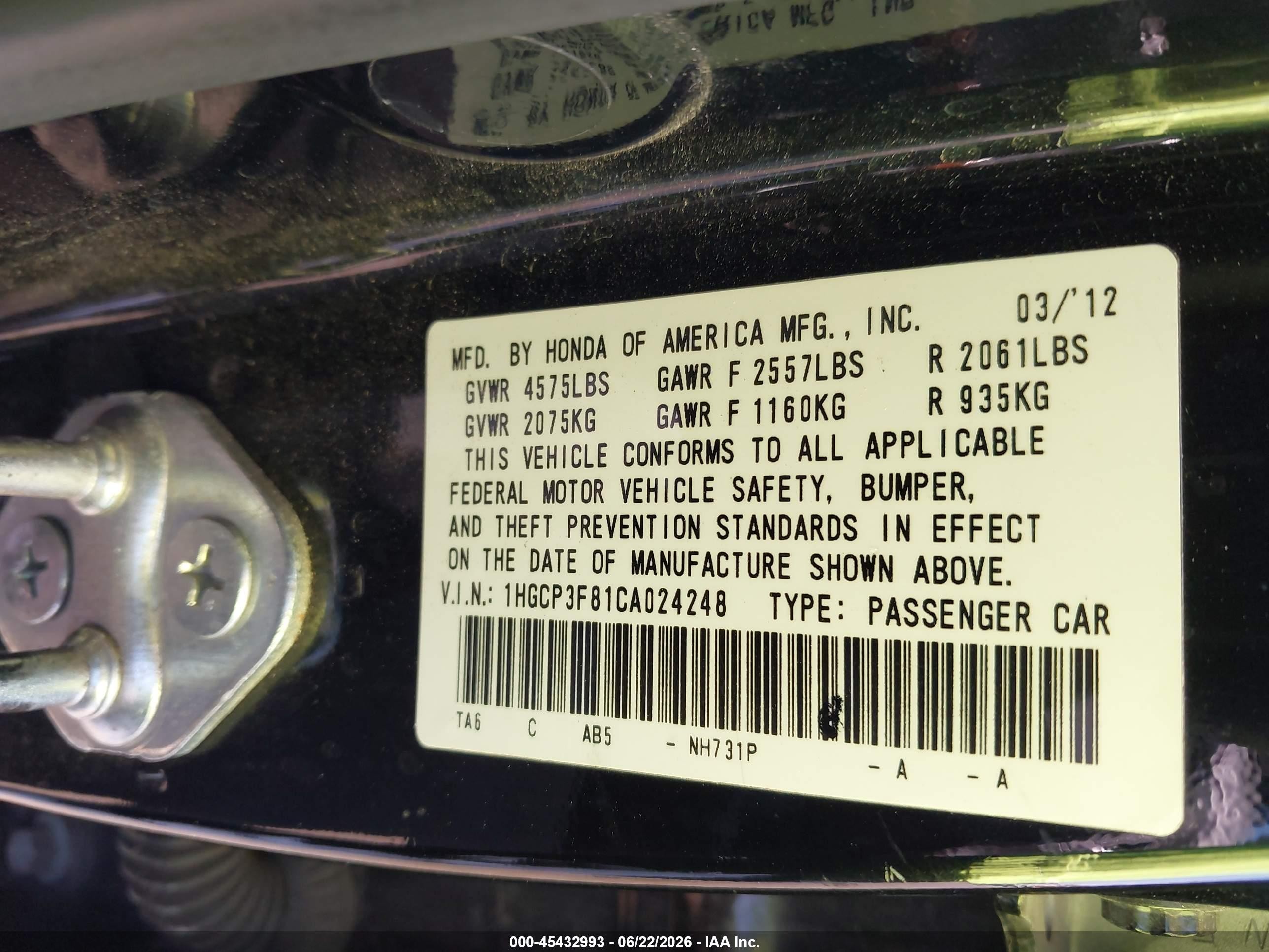 2012 Honda Accord 3.5 Ex-l Black vin: 1HGCP3F81CA024248