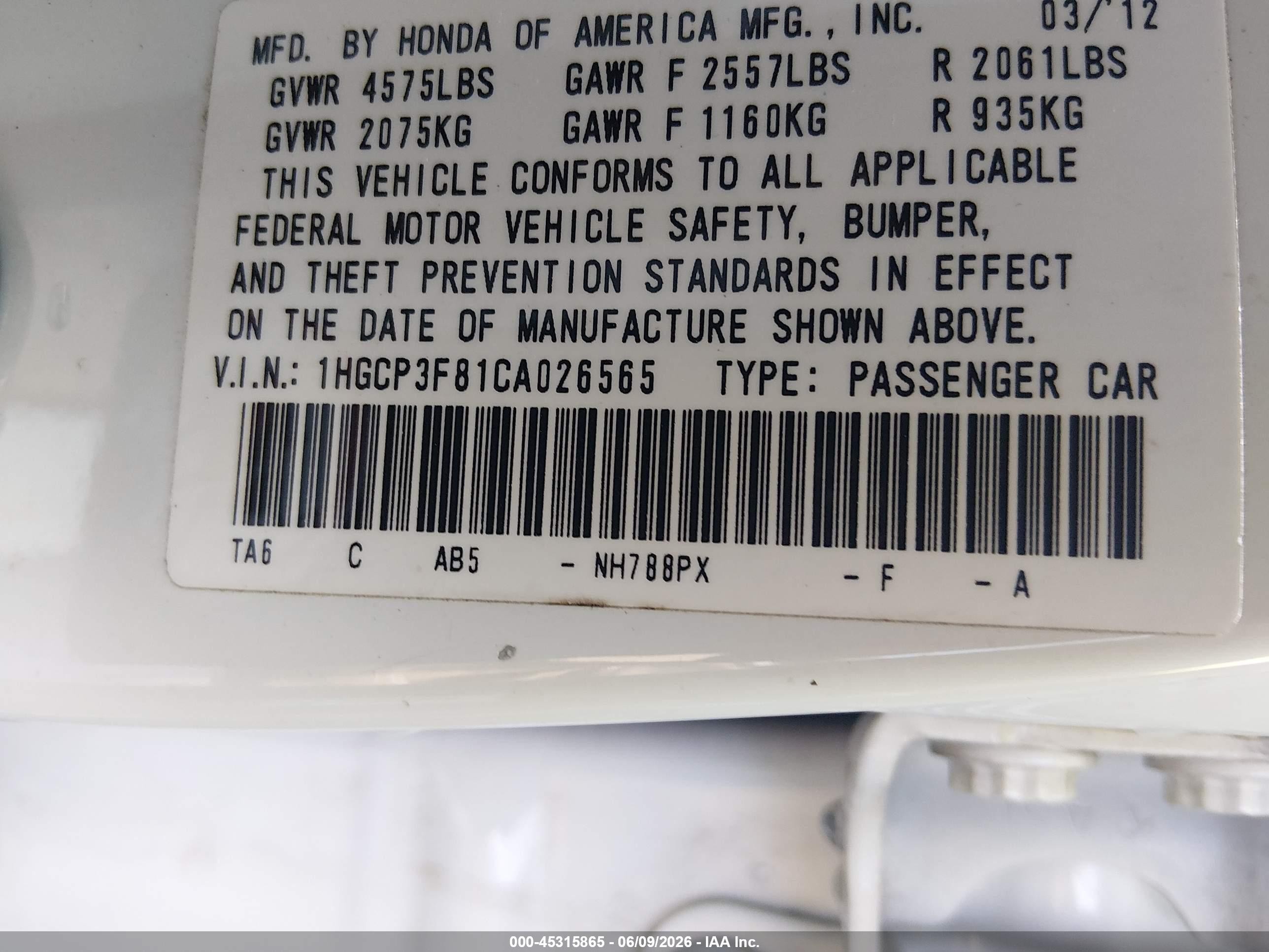 2012 Honda Accord 3.5 Ex-l White vin: 1HGCP3F81CA026565