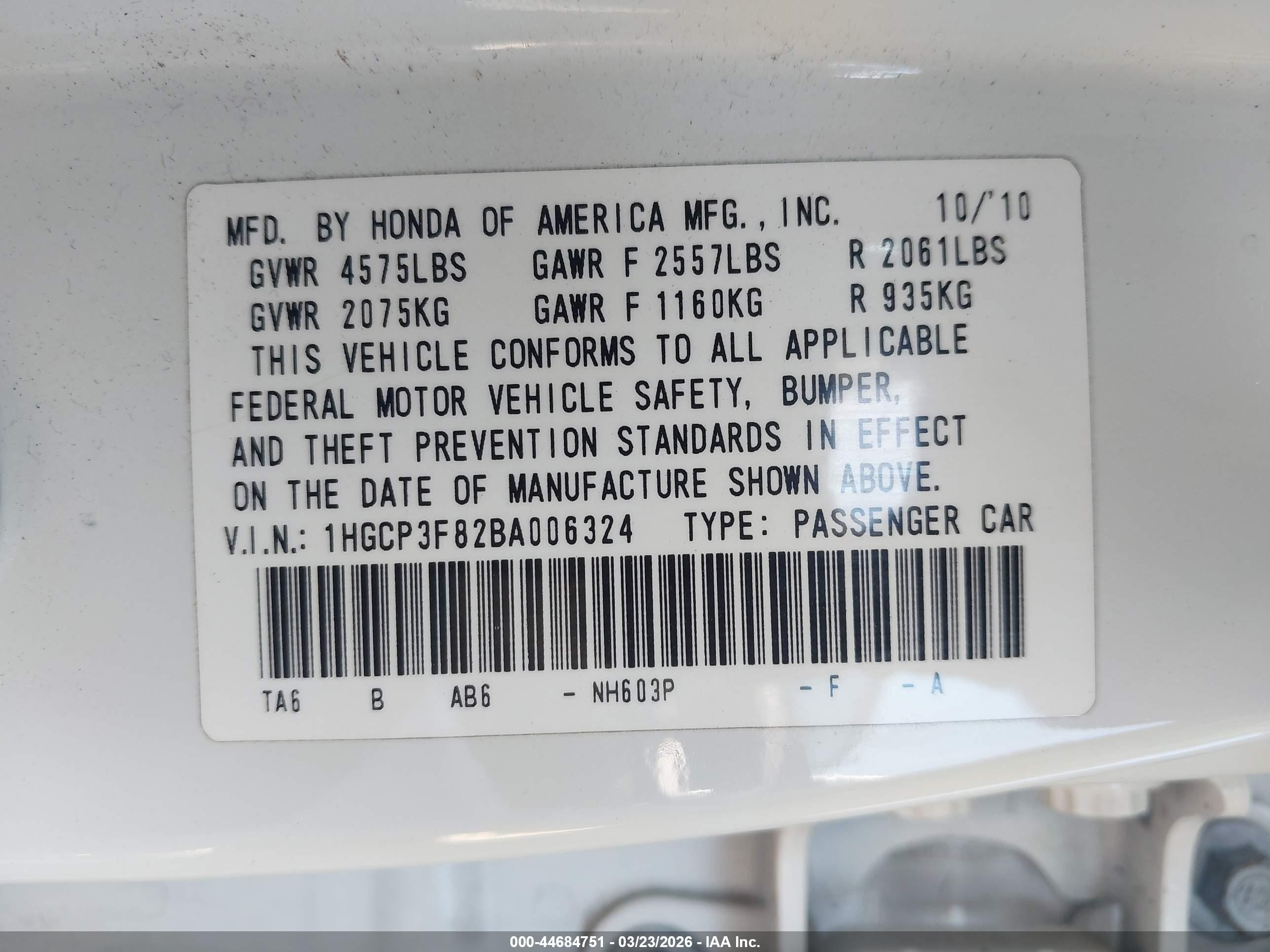 2011 Honda Accord 3.5 Ex-l White vin: 1HGCP3F82BA006324
