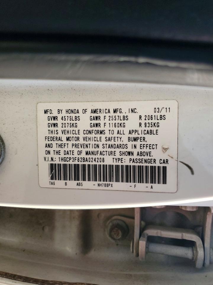 2011 Honda Accord Exl White vin: 1HGCP3F82BA024208