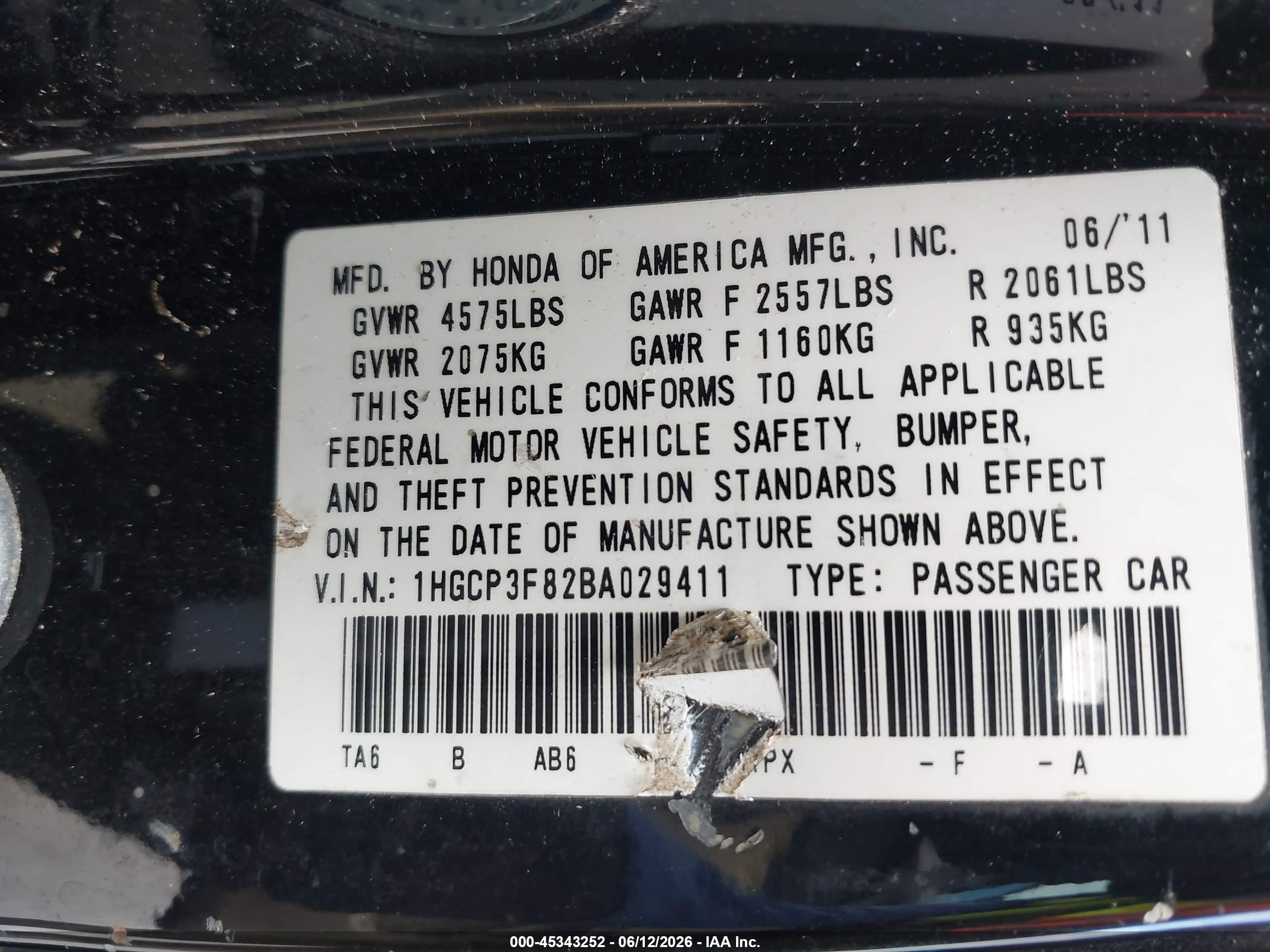 2011 Honda Accord 3.5 Ex-l Black vin: 1HGCP3F82BA029411