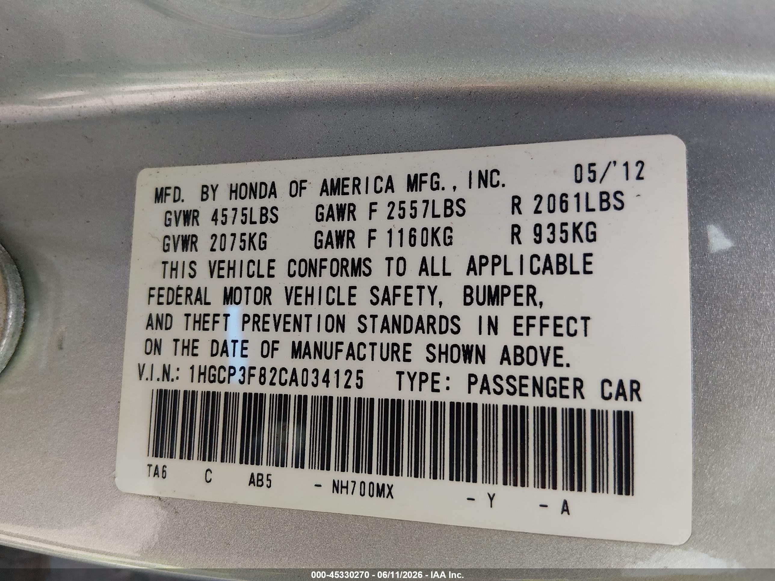 2012 Honda Accord 3.5 Ex-l Silver vin: 1HGCP3F82CA034125