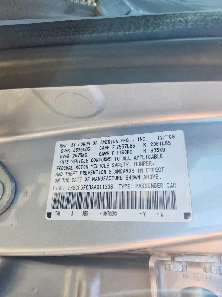 2010 Honda Accord Exl Silver vin: 1HGCP3F83AA011336
