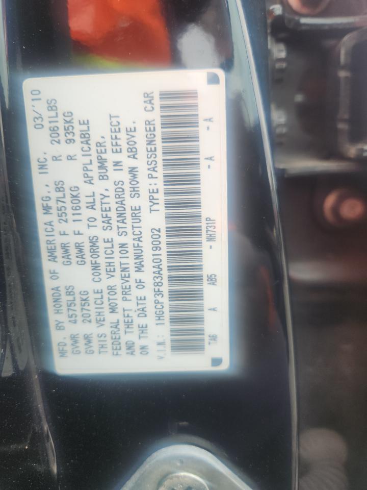 2010 Honda Accord Exl Black vin: 1HGCP3F83AA019002
