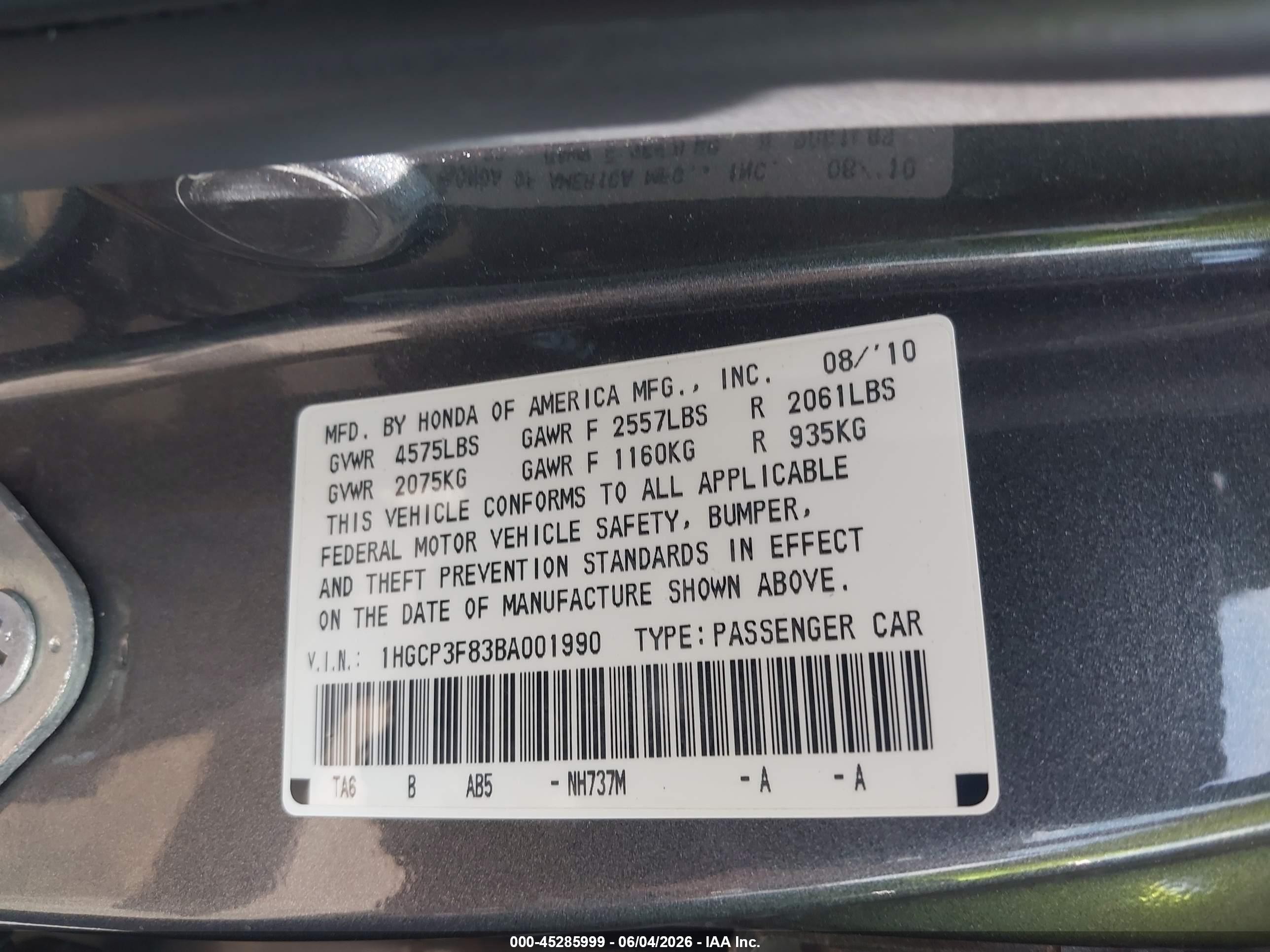 2011 Honda Accord 3.5 Ex-l Серый vin: 1HGCP3F83BA001990